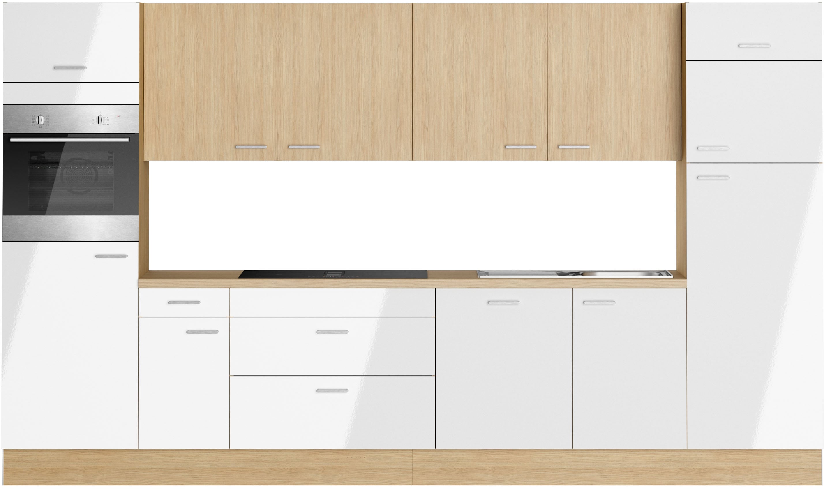 KOCHSTATION Küchenzeile "KS-Lucy wahlweise mit Induktionskochfeld mit integriertem Dunstabzug" Breite 360 cm, Soft-Close, inkl. Zubehör, wahlweise mit E-Geräten