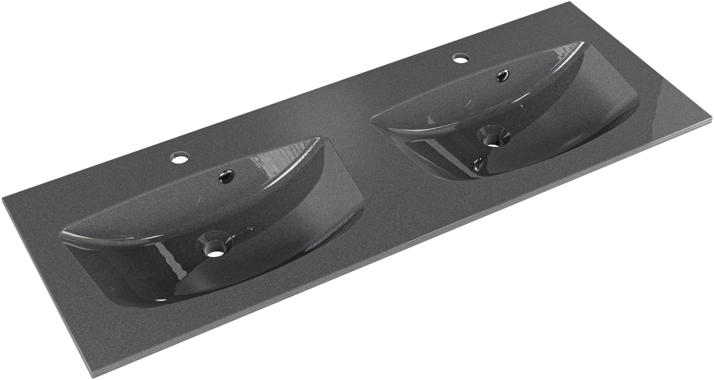 Saphir Badmöbel-Set »Serie 6025 2-teilig Mineralmarmor-Waschtisch mit LED-Spiegelschrank«, (2 St.), Waschplatz 132cm breit, 4 Schubladen, 2 Spiegel-Türen, inkl Türdämpfer