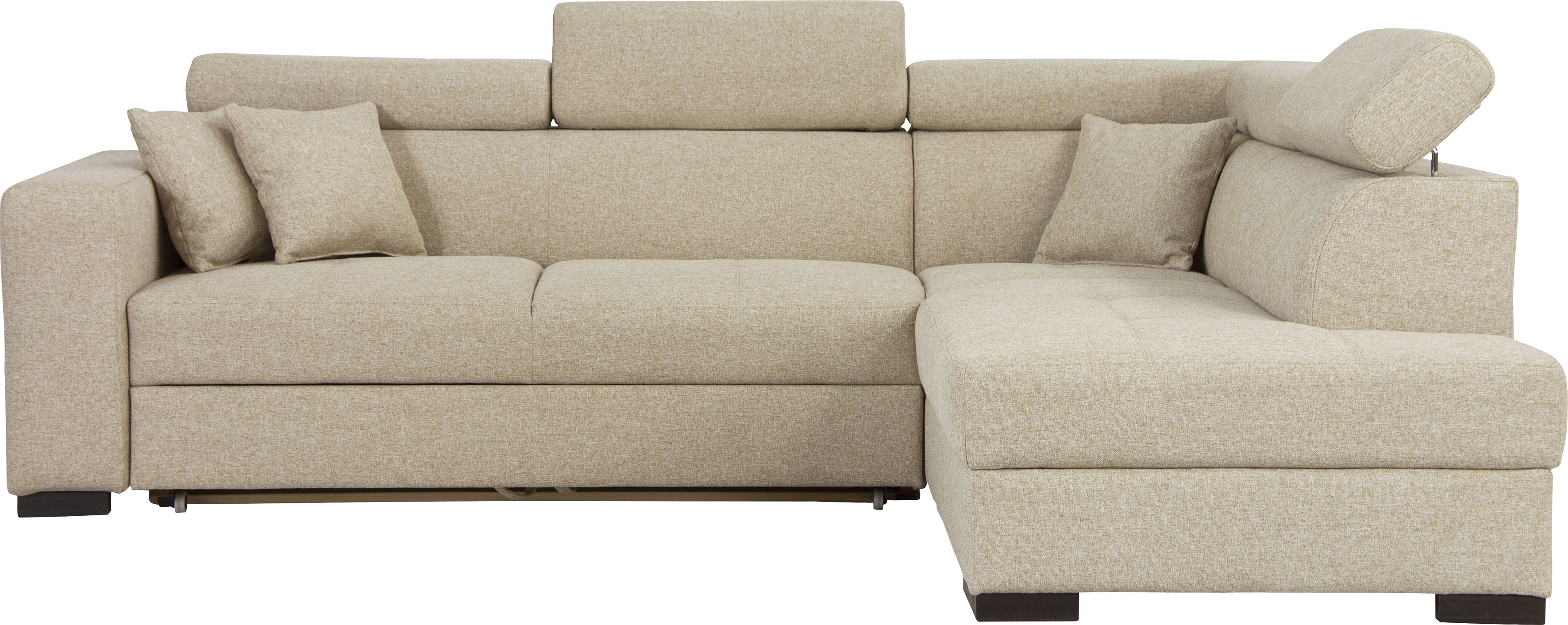 Home affaire Ecksofa "Tulio bequem, bewährte Wellenunterfederung, Breite 267cm, L-Form" wahlweise mit Bettfunktion und Bettkasten, incl. 3 Zierkissen