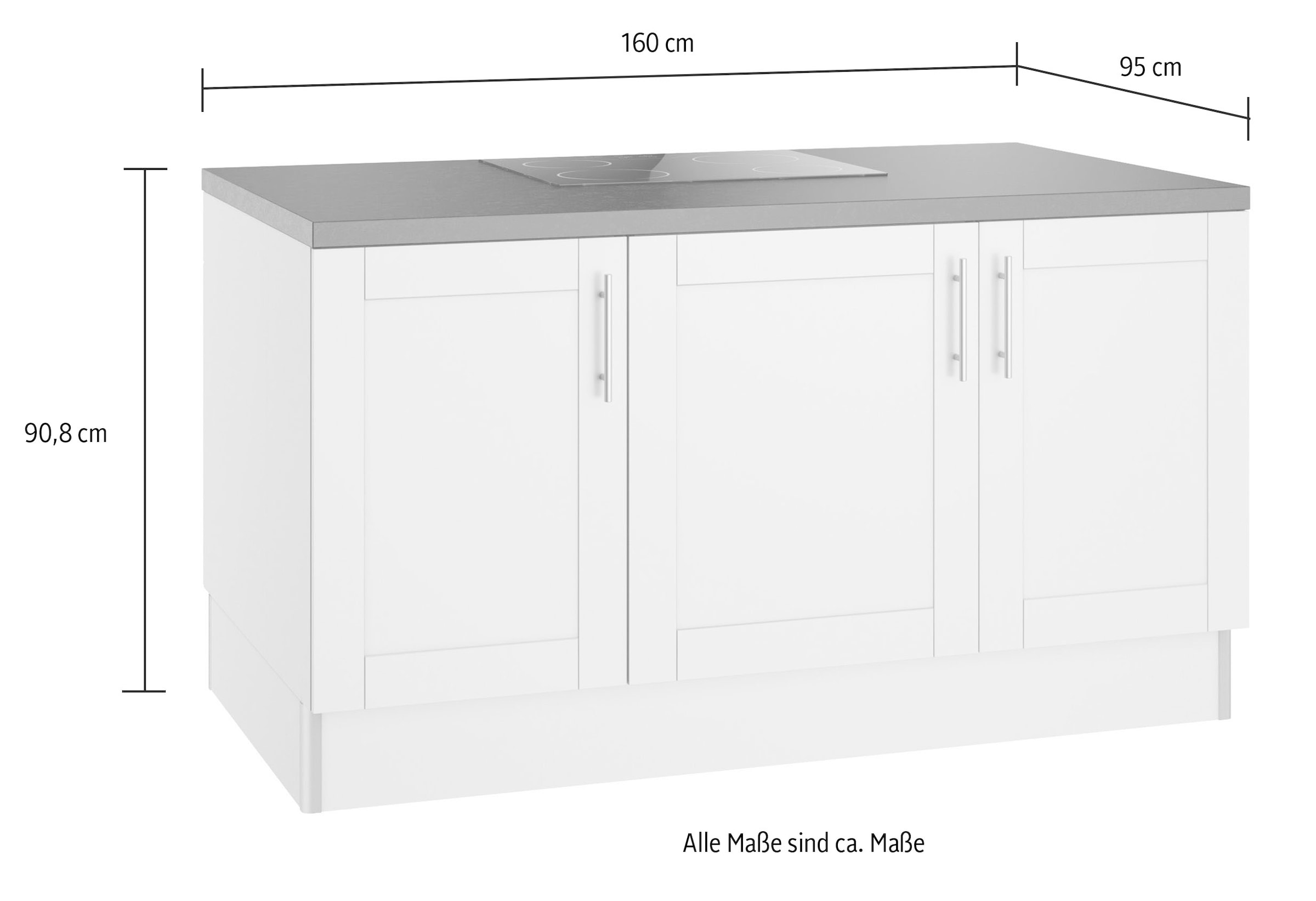 OPTIFIT Küche »Ahus«, 160 x 95 cm breit, Soft Close Funktion