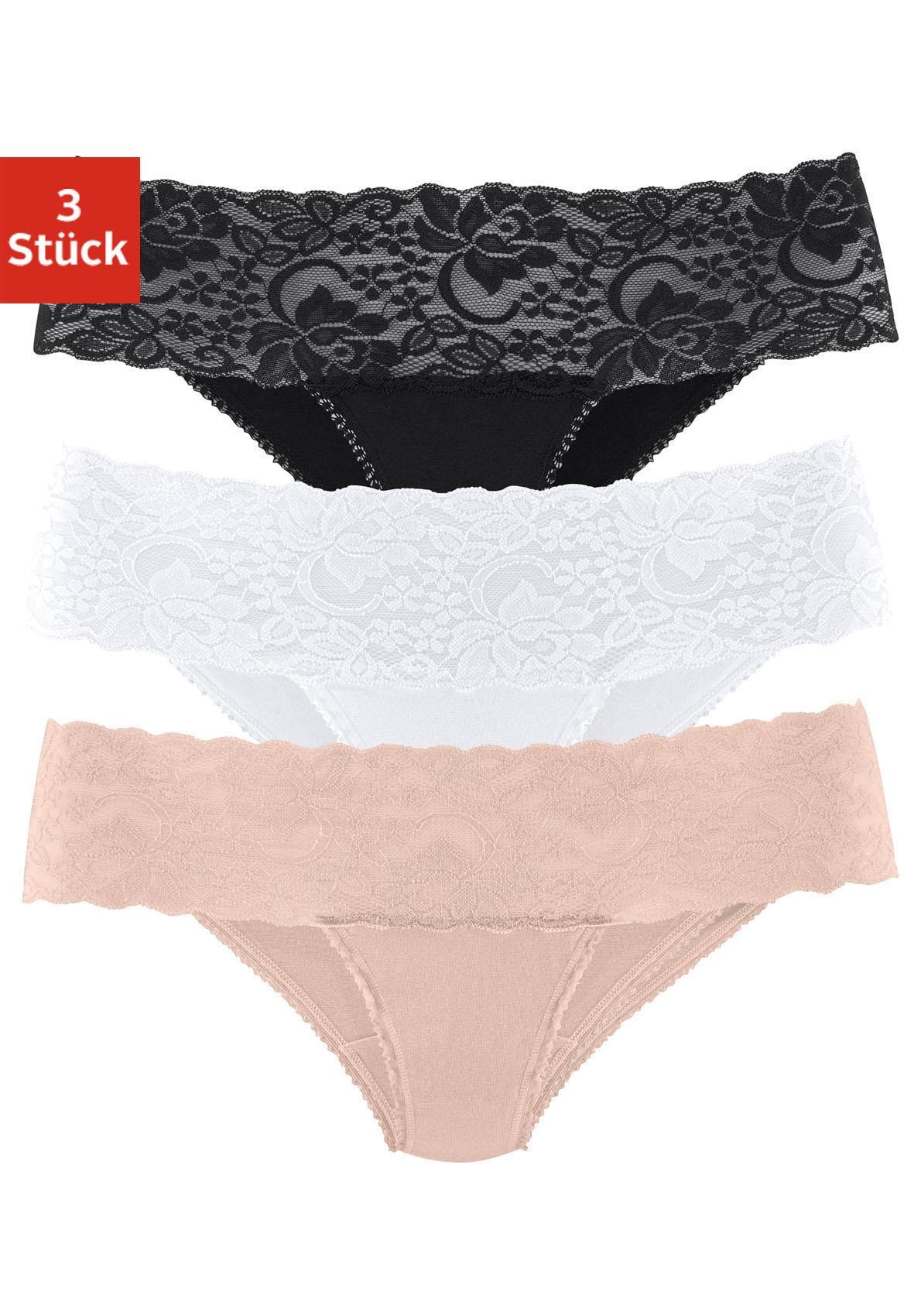 3 St.), aus mit elastischer Vivance ▷ Brasilslip, (Packung, BAUR für | Spitze Baumwolle floraler