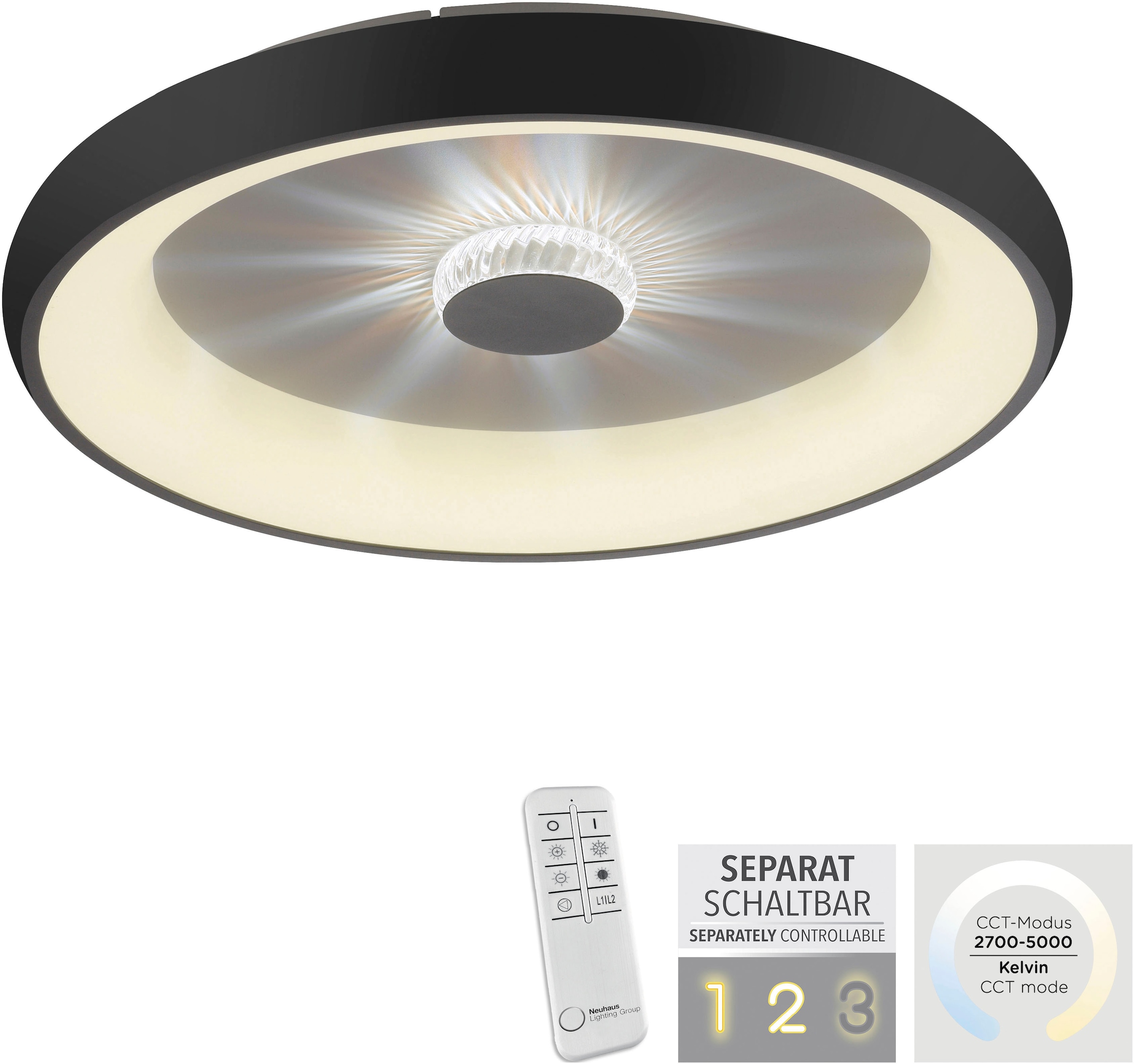 JUST LIGHT Deckenleuchte »VERTIGO«, 1 flammig, Leuchtmittel LED-Board | LED fest integriert