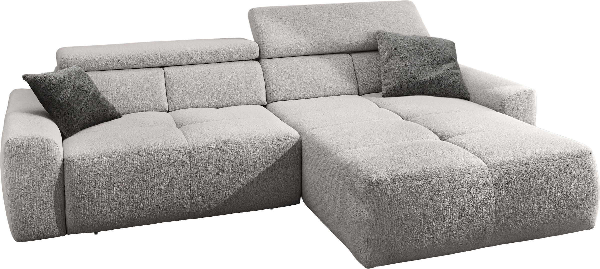 Jockenhöfer Gruppe Ecksofa »Unos L-Form, B: 299 cm, mit 60 cm elektr. Sitztiefenverstellung« 140kg Belastbarkeit, USB-Anschluss, Kopfteilverstellung & Zierkissen