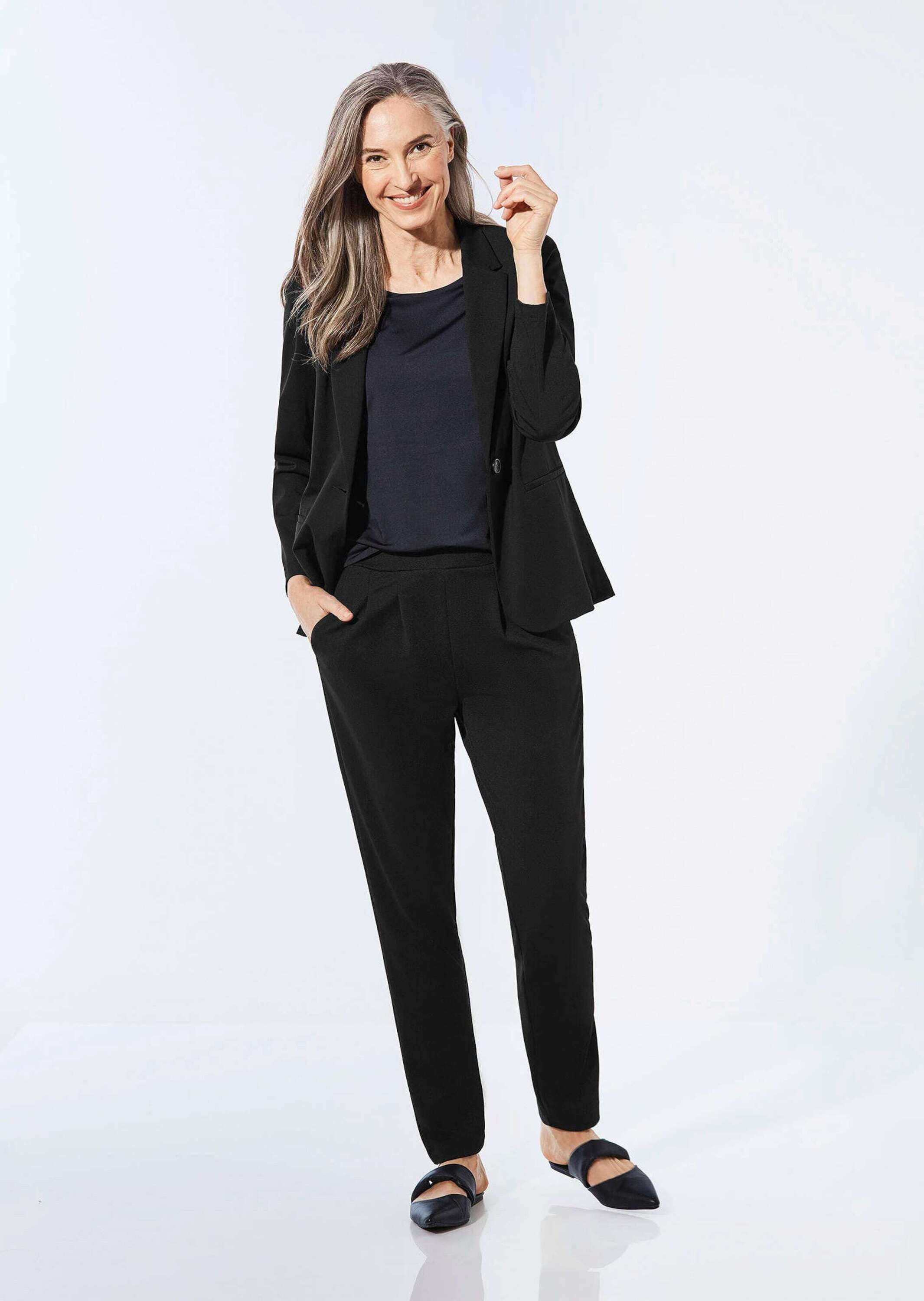 GOLDNER Jackenblazer "Kurzgröße Blazer mit Reverskragen, Paspeltaschen" mit günstig online kaufen