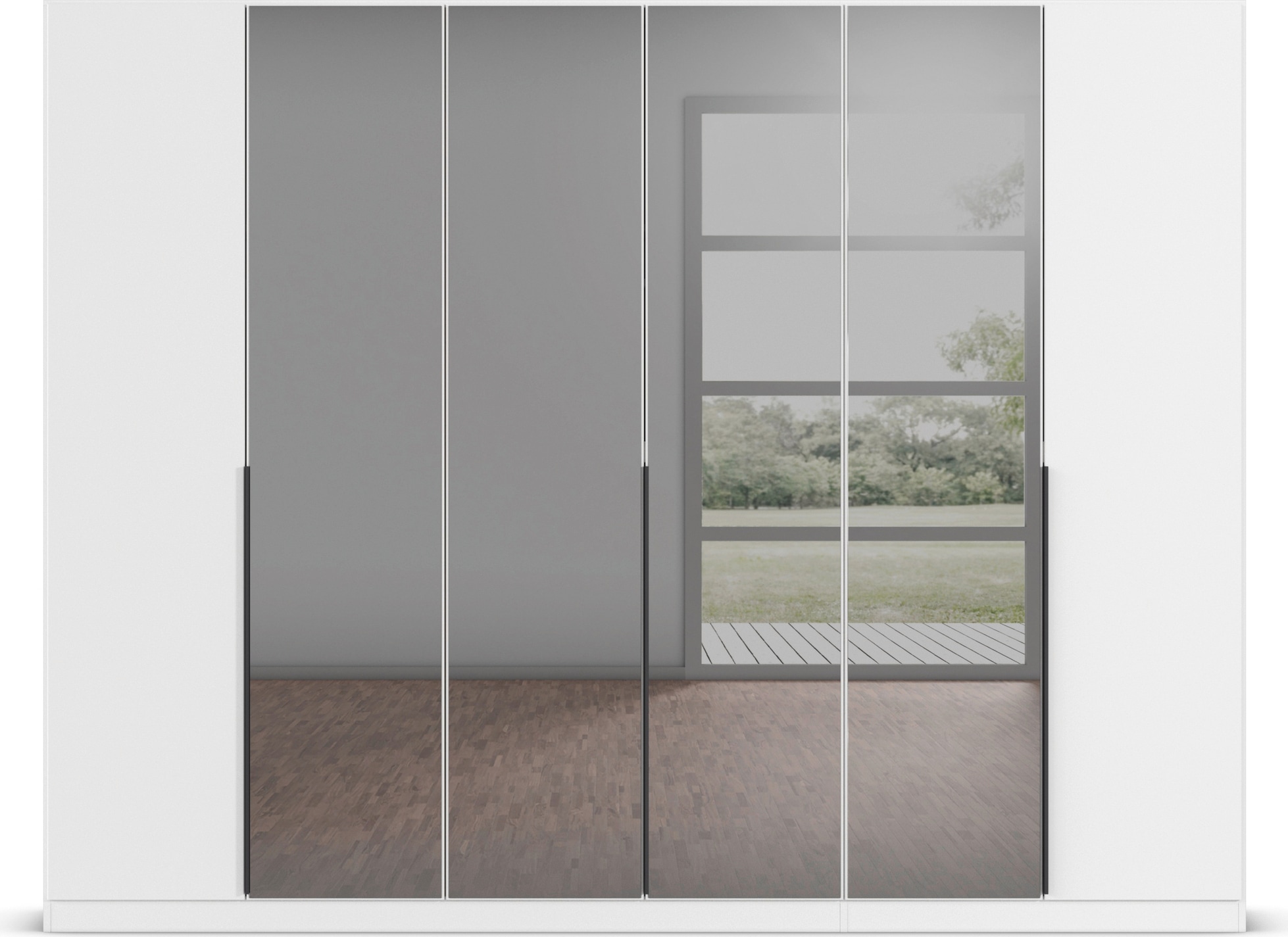 INOSIGN BY RAUCH Drehtürenschrank "Schlafzimmerschrank Kleiderschrank Schrank Garderobe FERRIS" In 3 Ausstattungen BASIC/CLASSIC/PREMIUM, Breiten 136/181/226/271 cm, Mitteltüren mit hochwertigem Grauspiegel MADE IN GERMANY