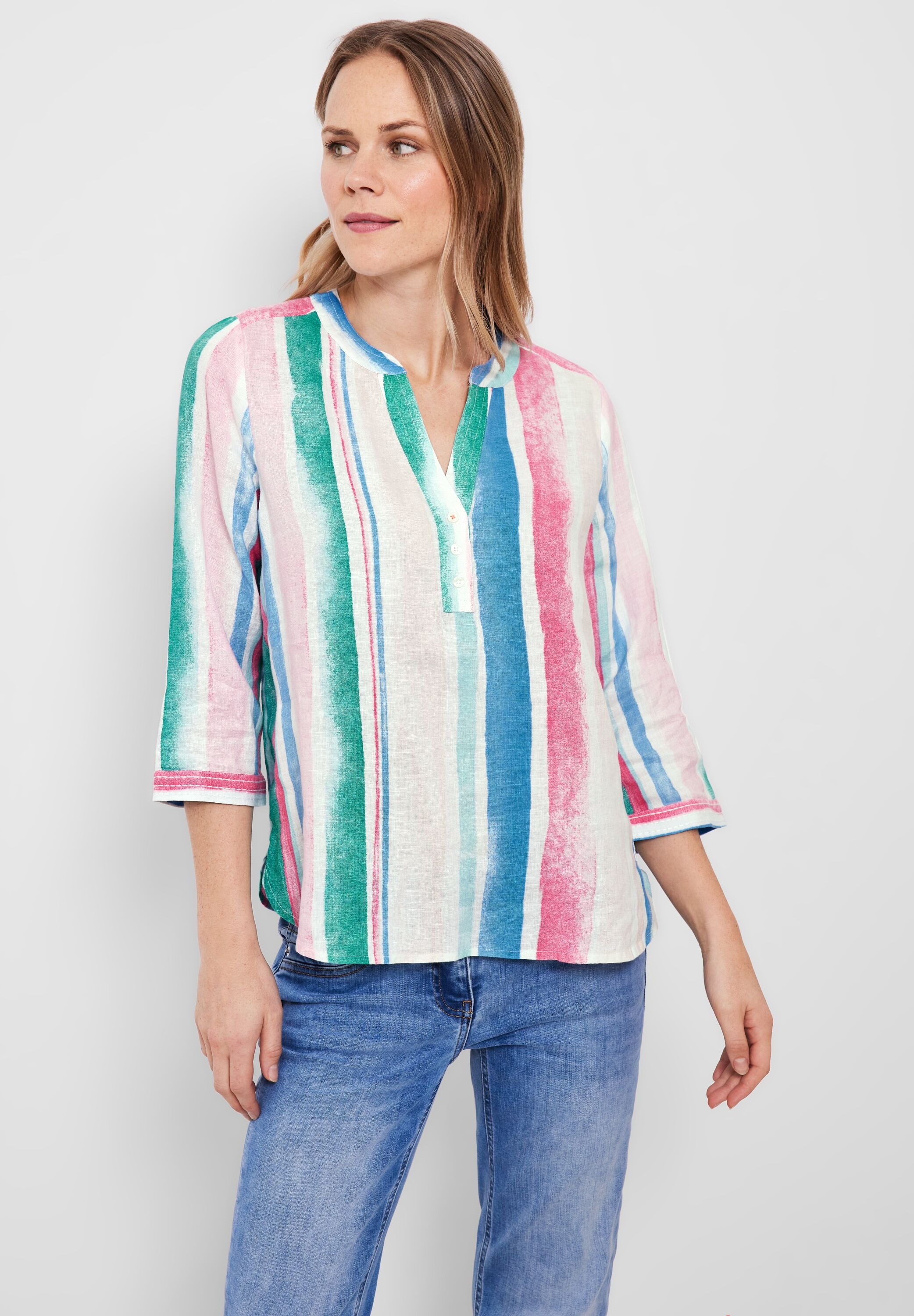 Cecil Shirtbluse, mit geschlitztem Rundhalsausschnitt