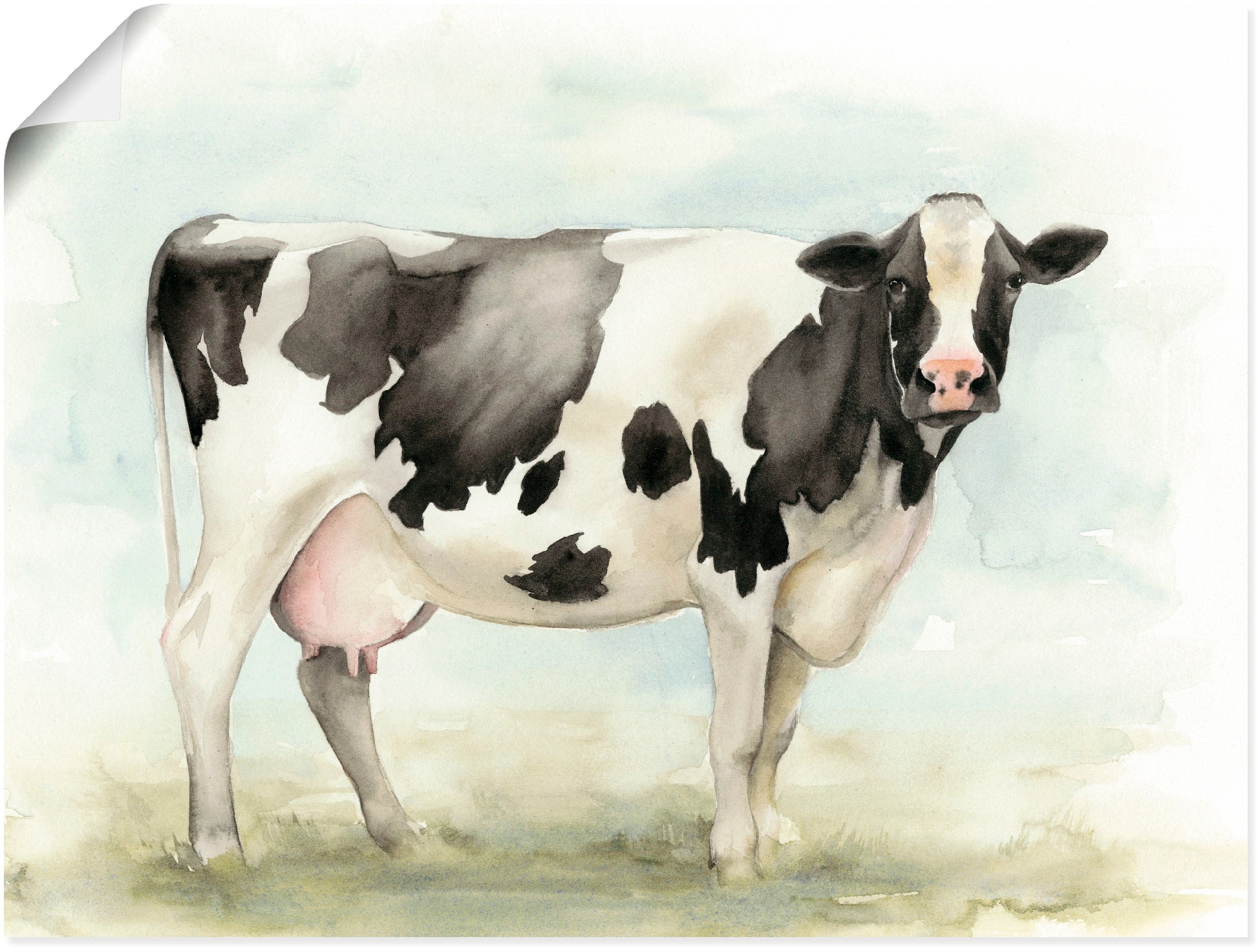 Wandbild »Wasserfarben Kuh I«, Haustiere, (1 St.), als Leinwandbild, Poster in...