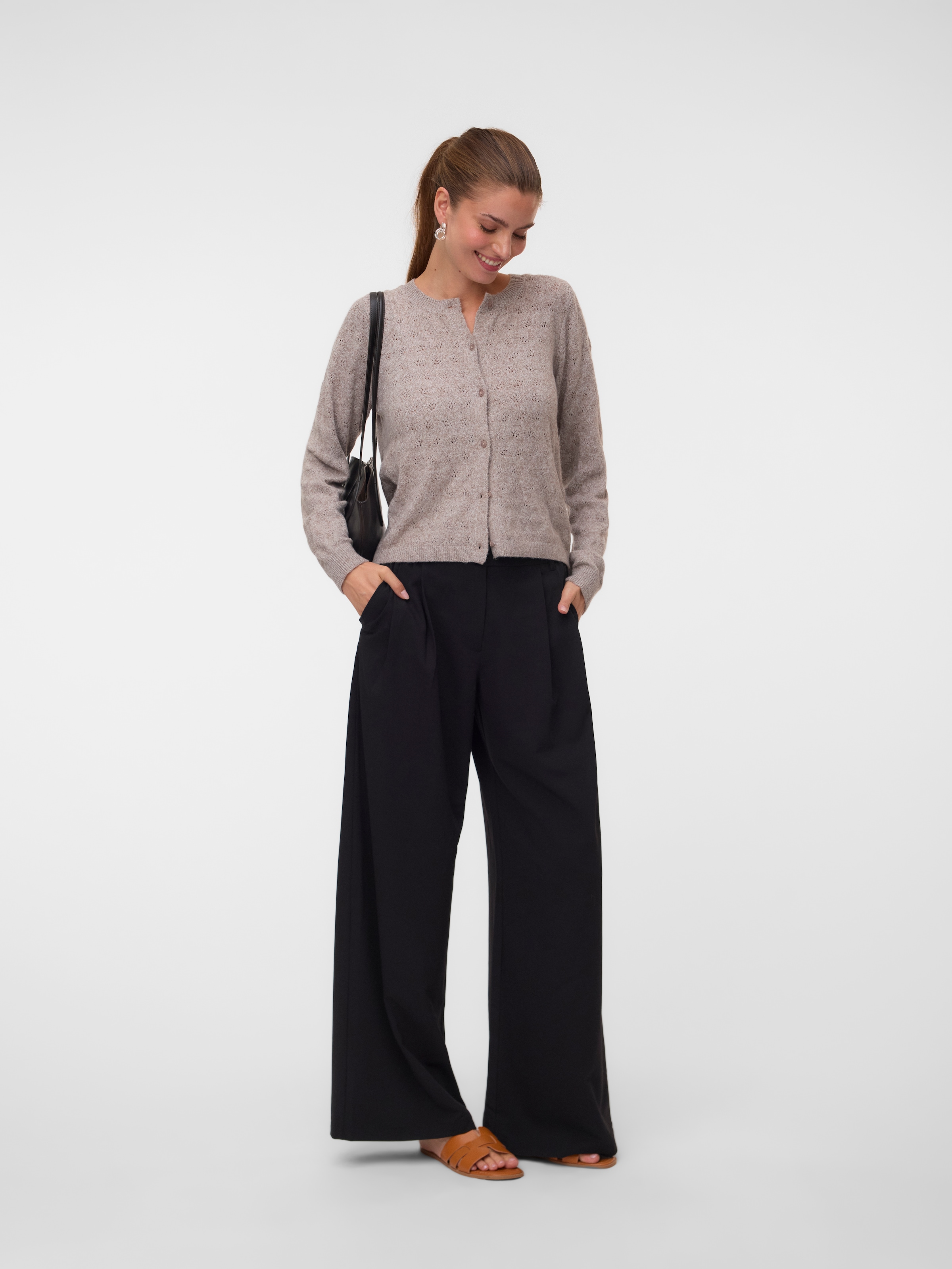Vero Moda Strickjacke »VMDOFFY STITCH LS O-NECK CARDIGAN NOOS« Materialmix, regular fit