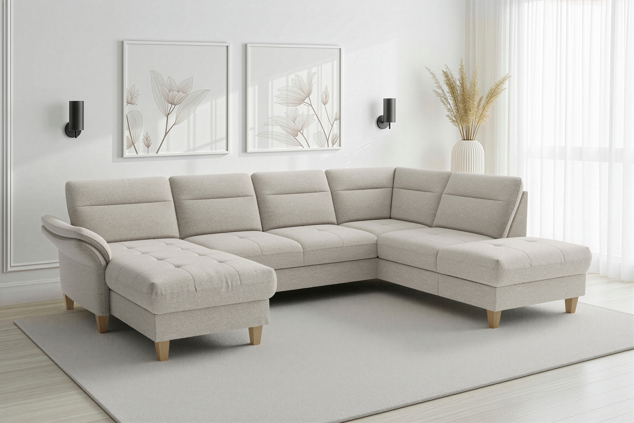 sit&more "Pamela U-Form, B: 292 cm, optional Schlaffunktion & Bettkasten" mit Federkern