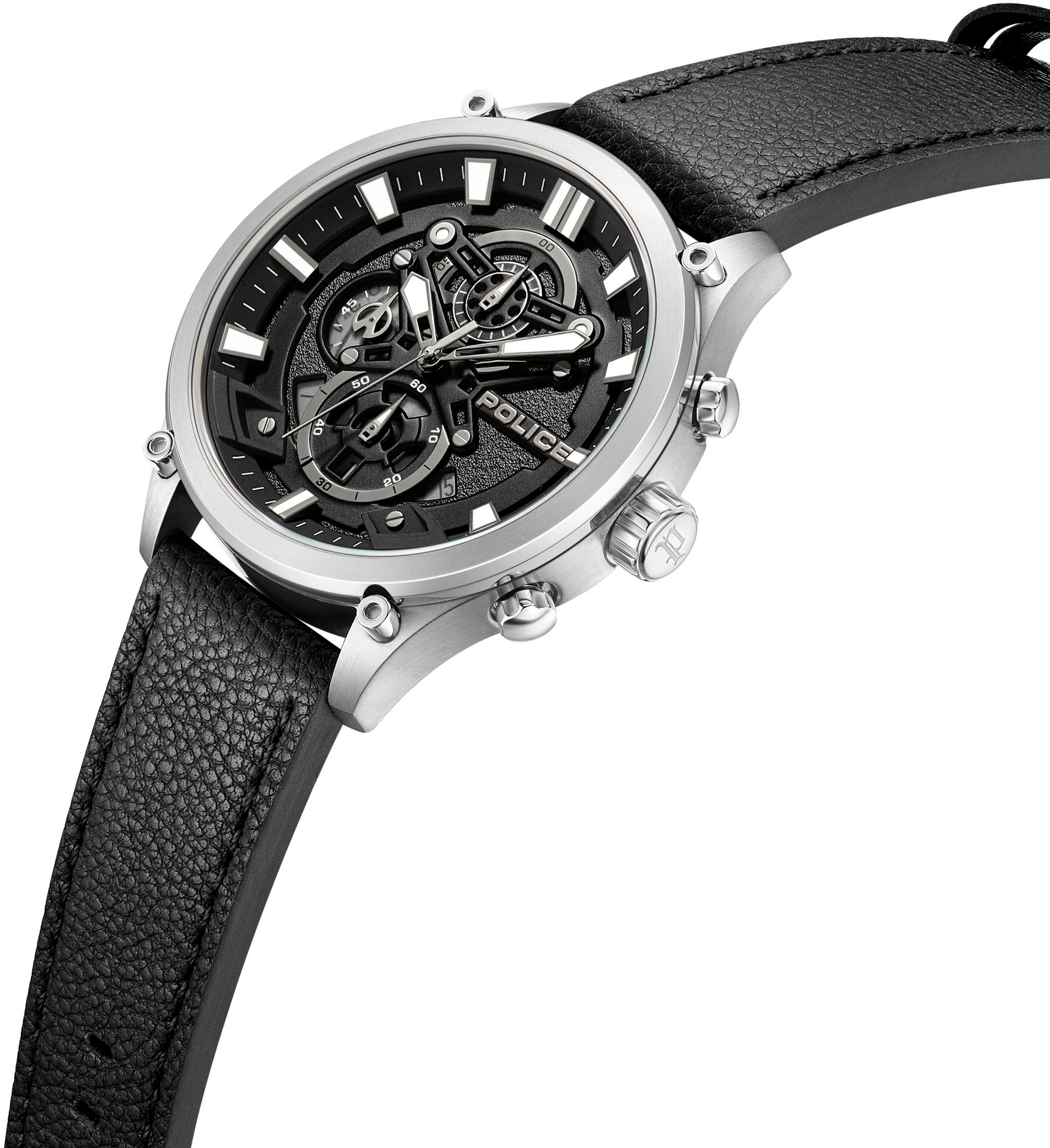 Police Multifunktionsuhr »WADDEN«, Quarzuhr, Armbanduhr, Herrenuhr, Lederarmband, analog