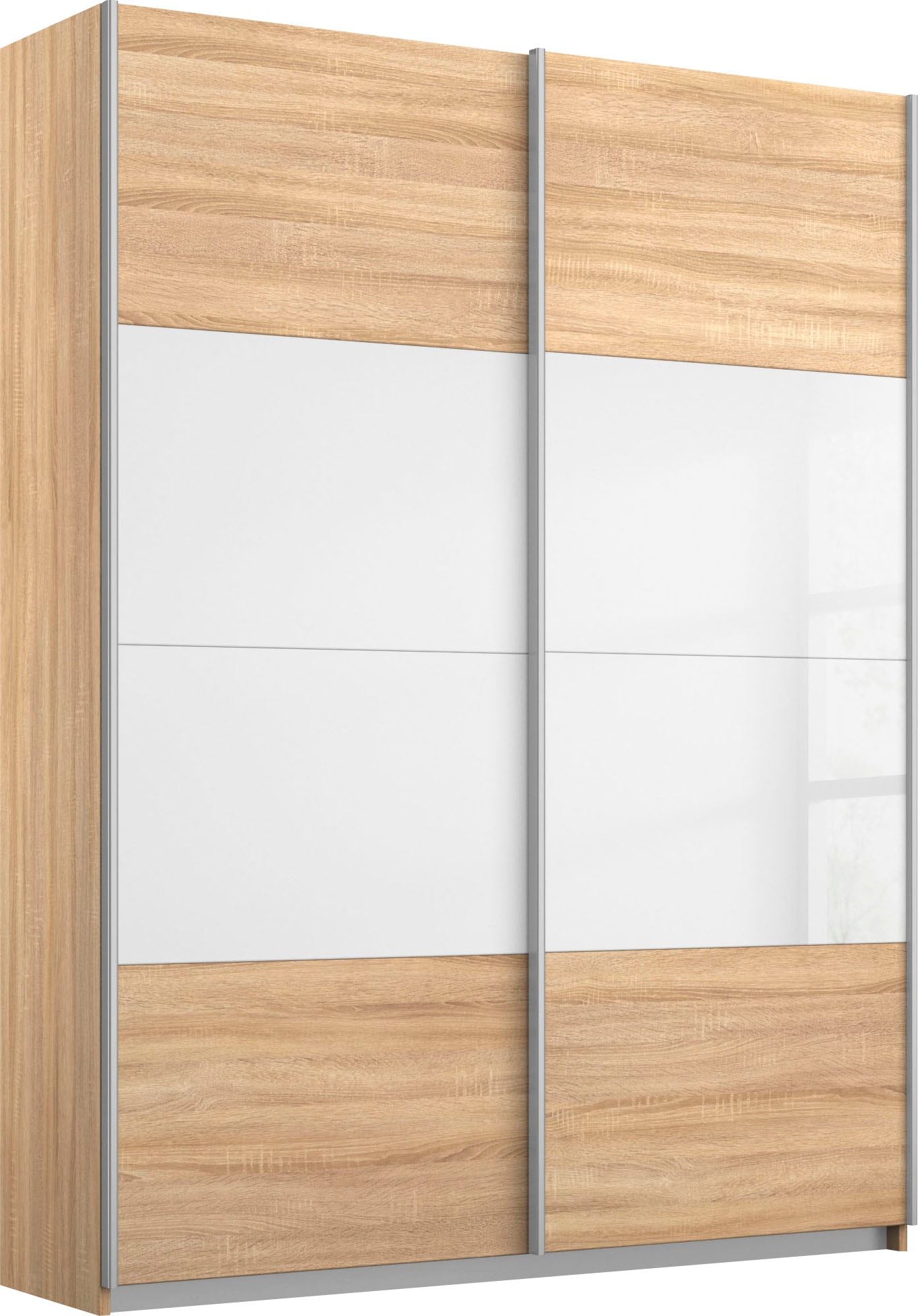 rauch Schwebetürenschrank "Quadra Schlafzimmerschrank in vielen Breiten" Kleiderschrank Garderobenschrank Schrank mit Glaselementen