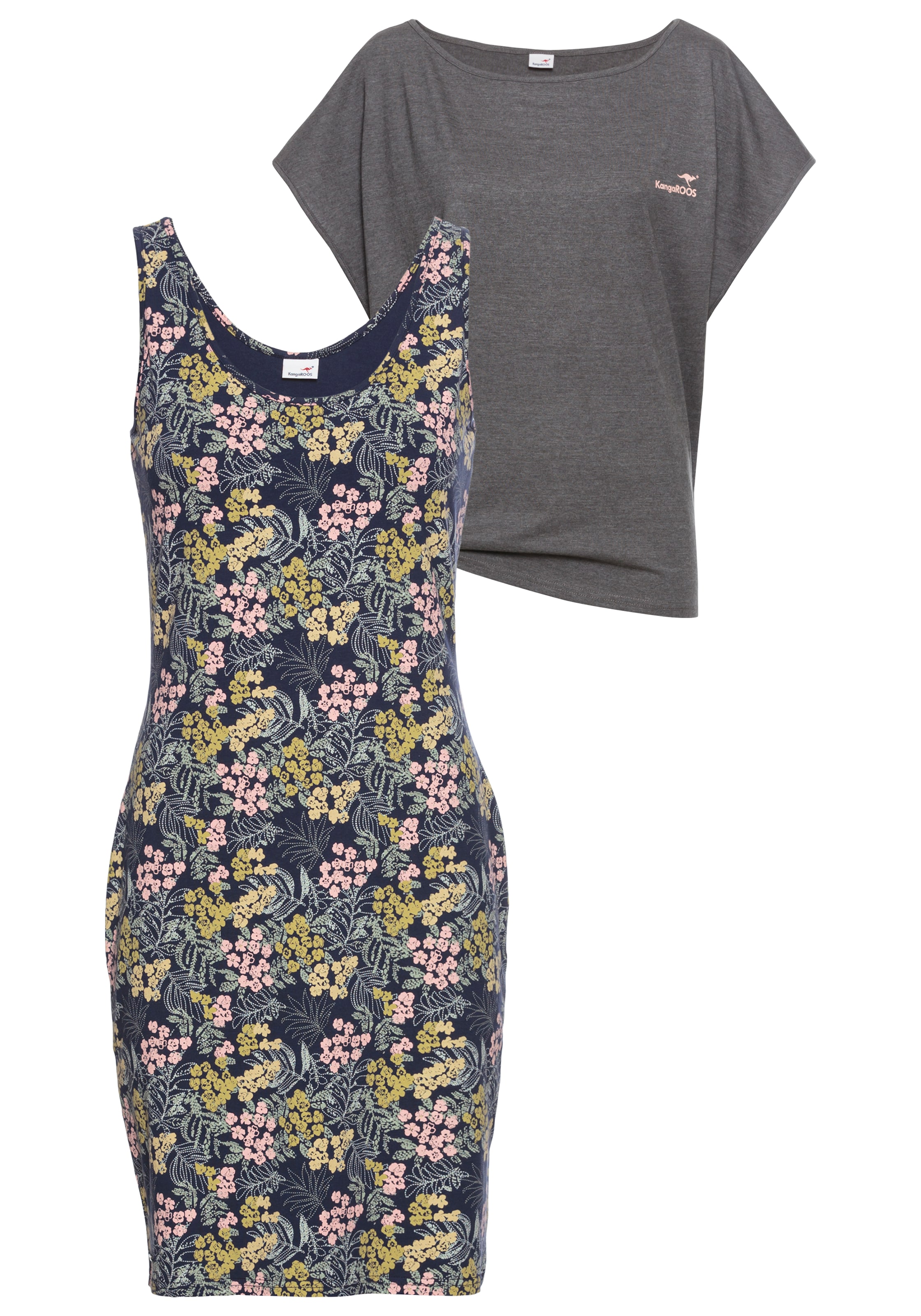 Sommerkleid, (Set, 2 tlg., mit T-Shirt), Set Shirt Kleid mit Blumen