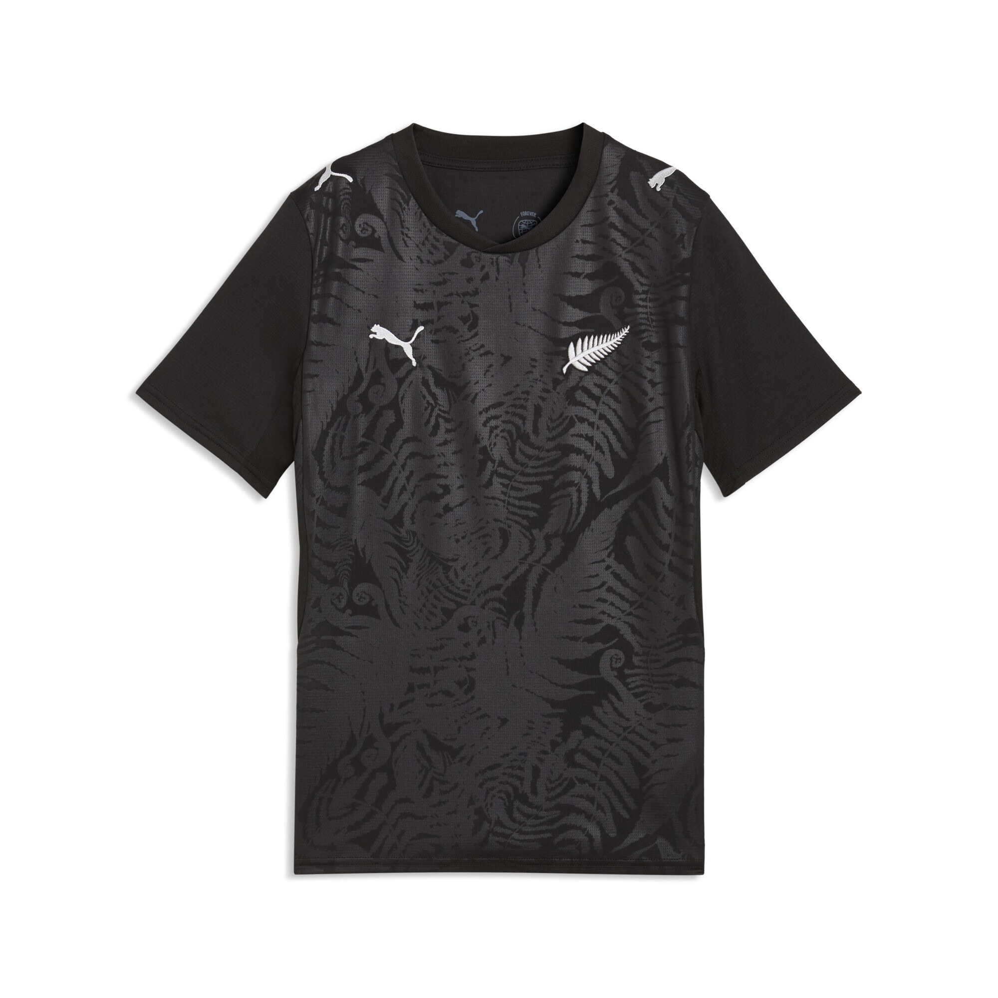 PUMA Kinder Trainingsshirt "Neuseeland Heimtrikot Jugendliche"schwarz silber metallic, Gr. 152, bedruckt, Obermaterial: 100% Polyester. Rippe: 100%
