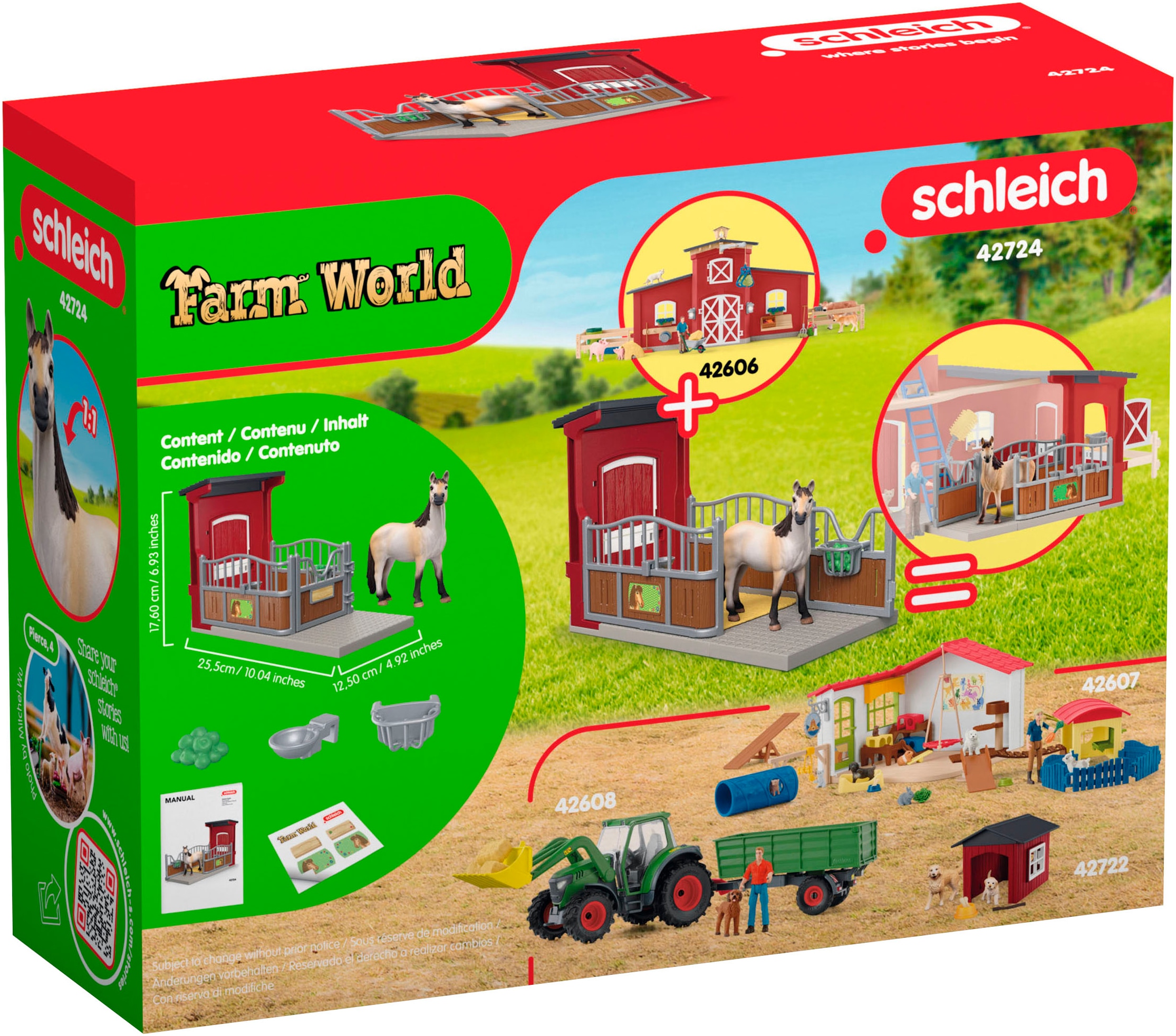 Schleich® Spielwelt »FARM WORLD, Ponybox mit Mustang Stute (42724)«, Made in Europe