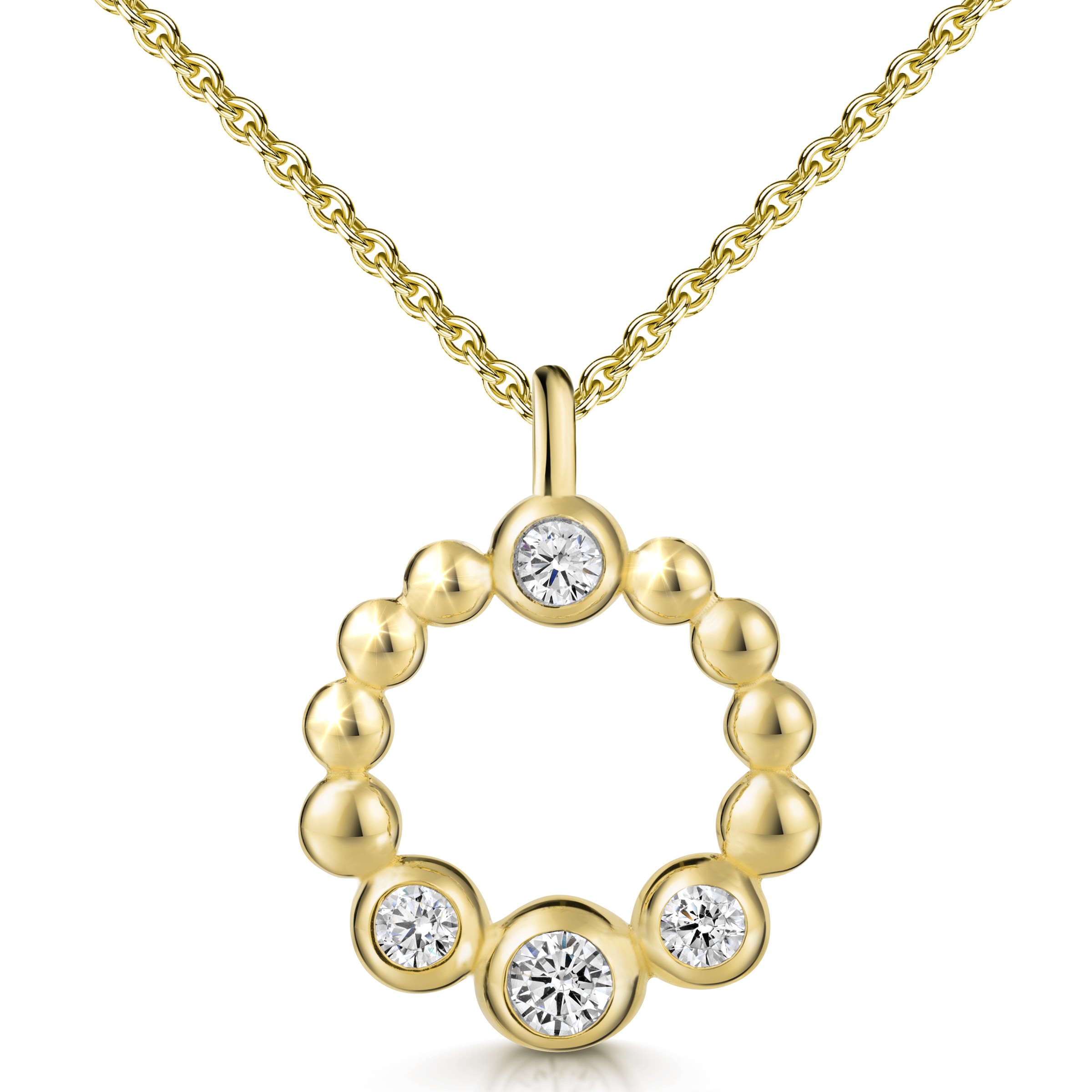 Firetti Pendant Necklace Yellow Gold Plated Sterling Silver White Zirconia