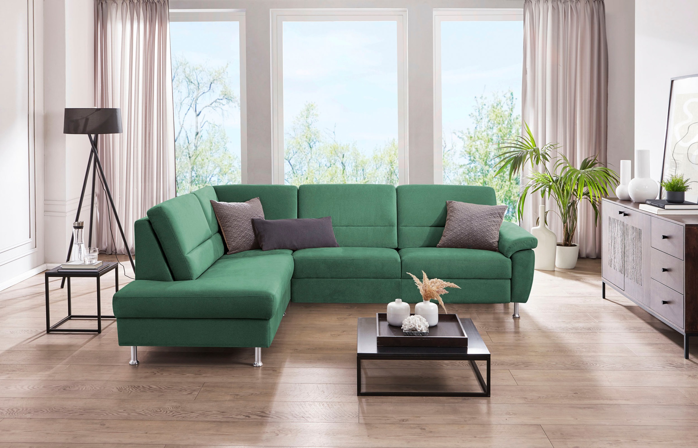 CALIZZA INTERIORS Ecksofa »Onyx L-Form«, Ottomane links oder rechts, wahlweise mit Bettfunktion, Breite 257 cm