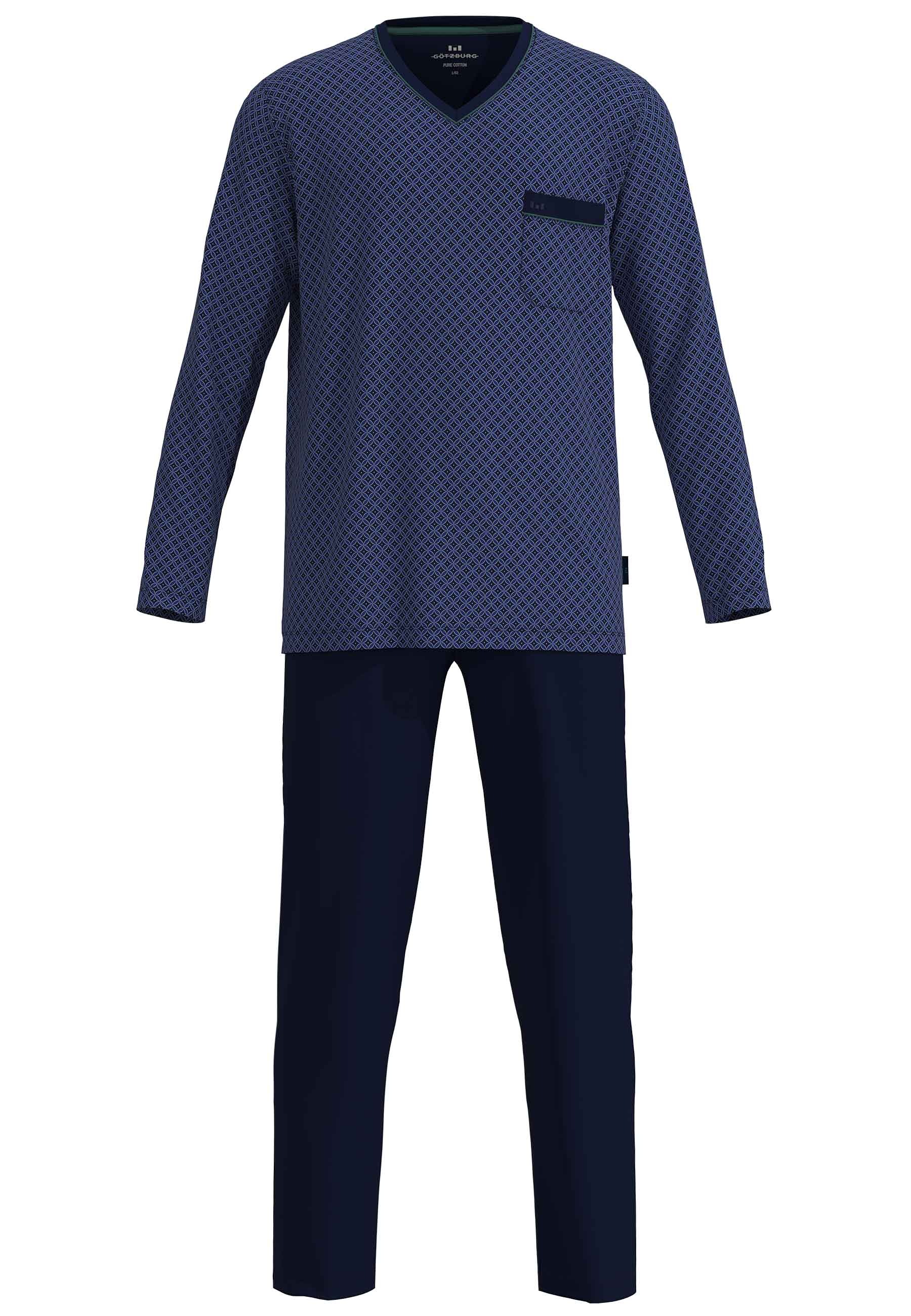 GÖTZBURG Schlafanzug "Volos", (2 tlg.), Langarm, V-Ausschnitt, lange Hose, günstig online kaufen
