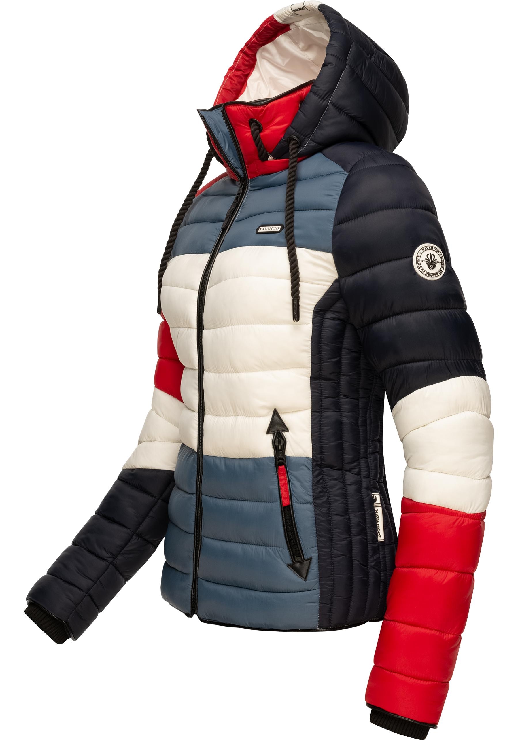 Navahoo Steppjacke »Lulana Multikulti«, mit Kapuze, leichte Übergangsjacke mit Kapuze im Colourblocking Stil