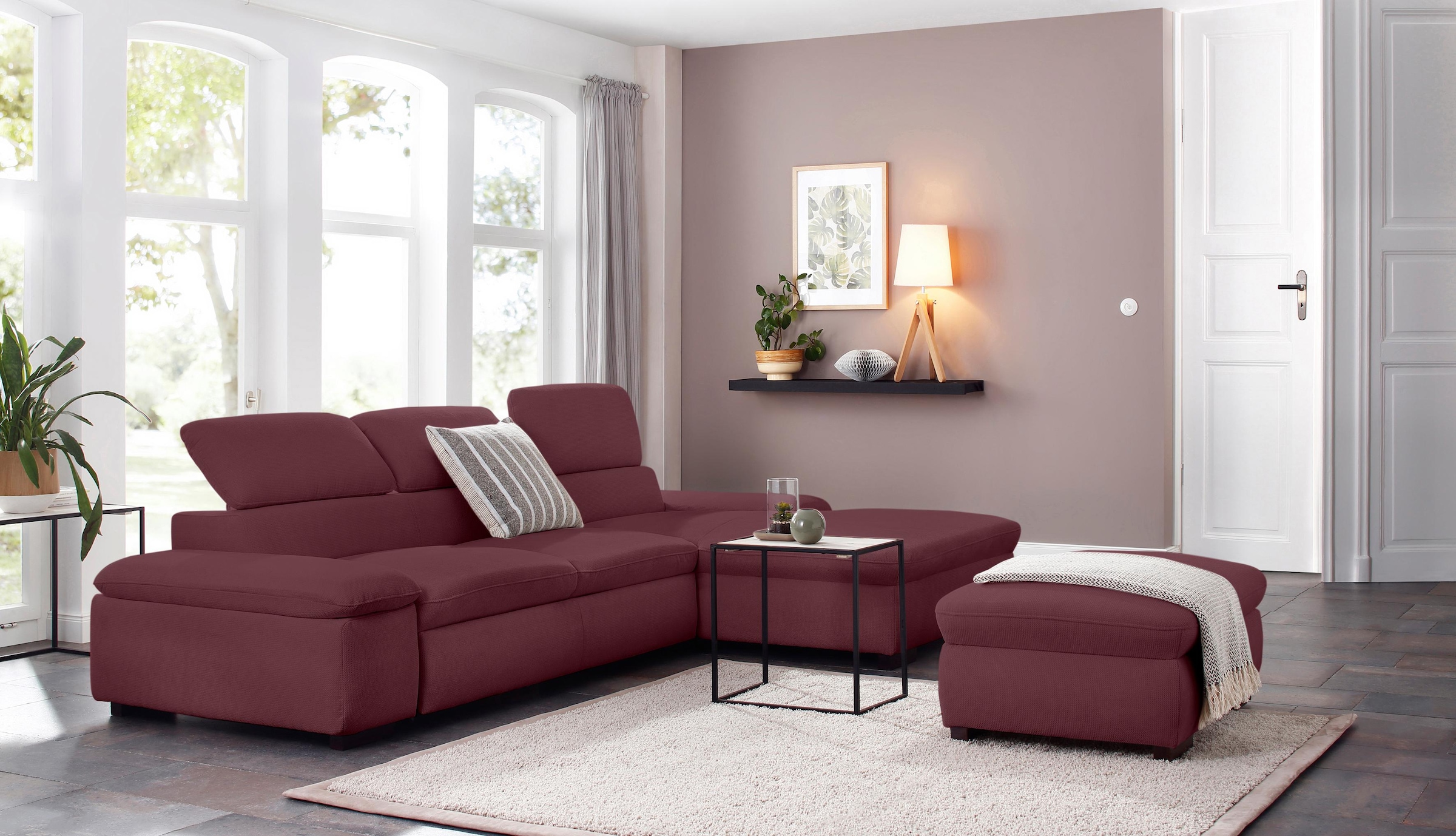 Home affaire Ecksofa »Alberto L-Form«, mit Kopfteilverstellung, wahlweise mit Bettfunktion