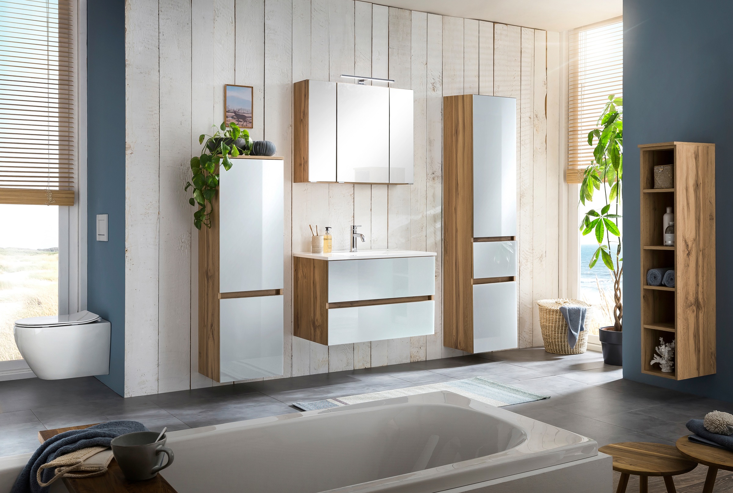 welltime Badezimmer-Set »Horki«, (Set, 4 St.), Breite 160 cm