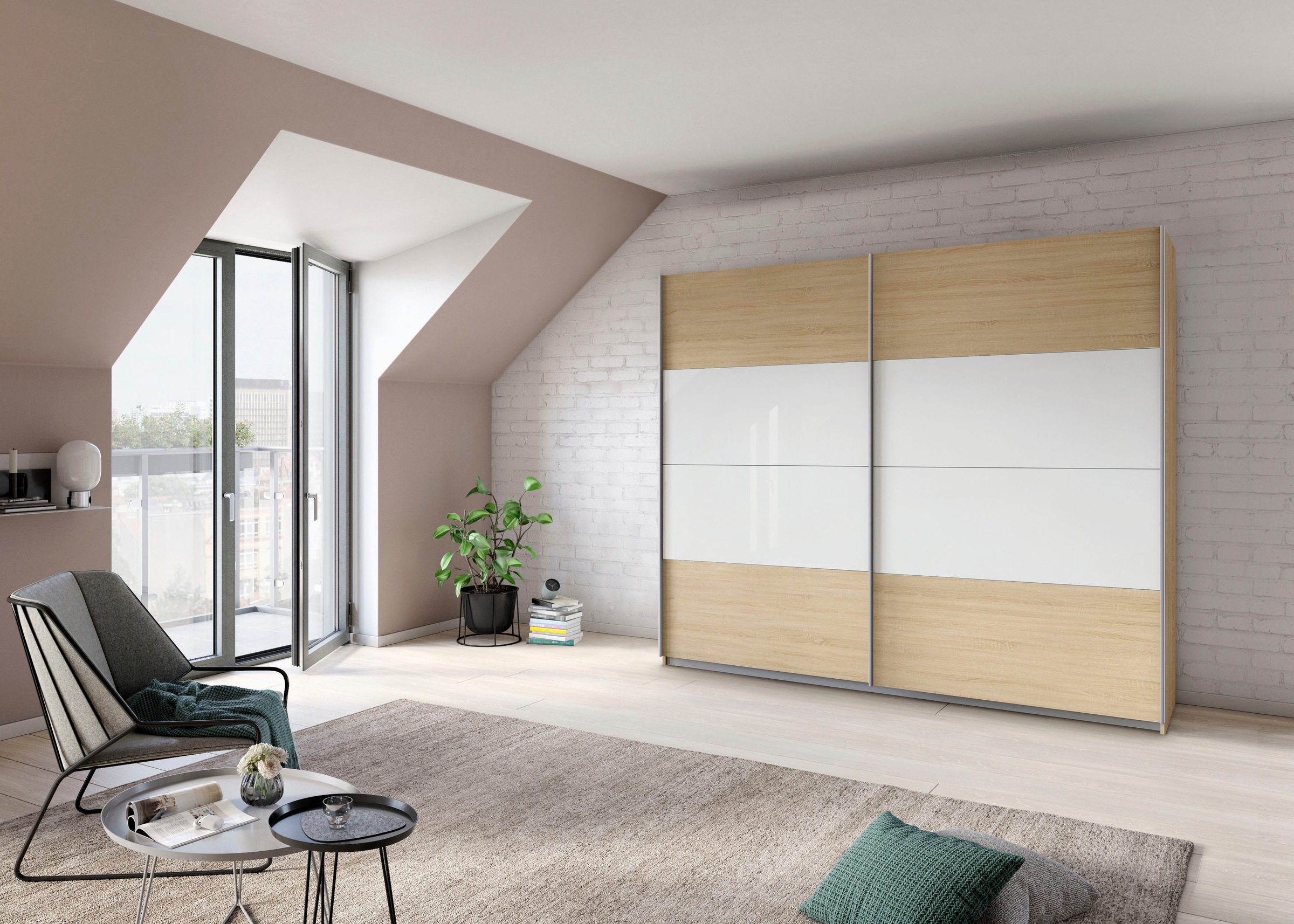 rauch Schwebetürenschrank »Quadra Bestseller Schlafzimmerschrank in vielen Breiten«, Kleiderschrank Garderobenschrank Schrank mit Glaselementen