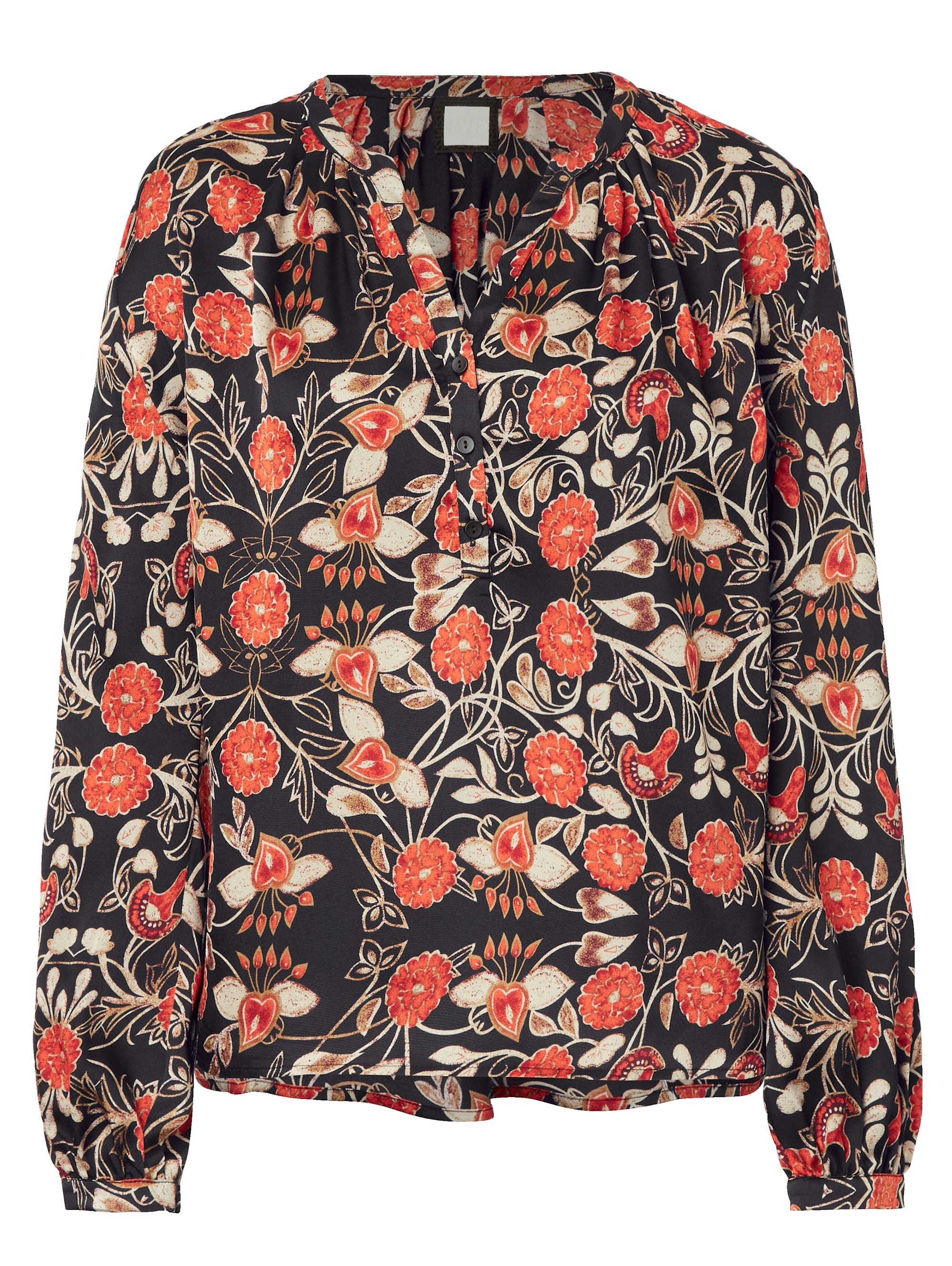 Satinbluse mit Ethno-Druck