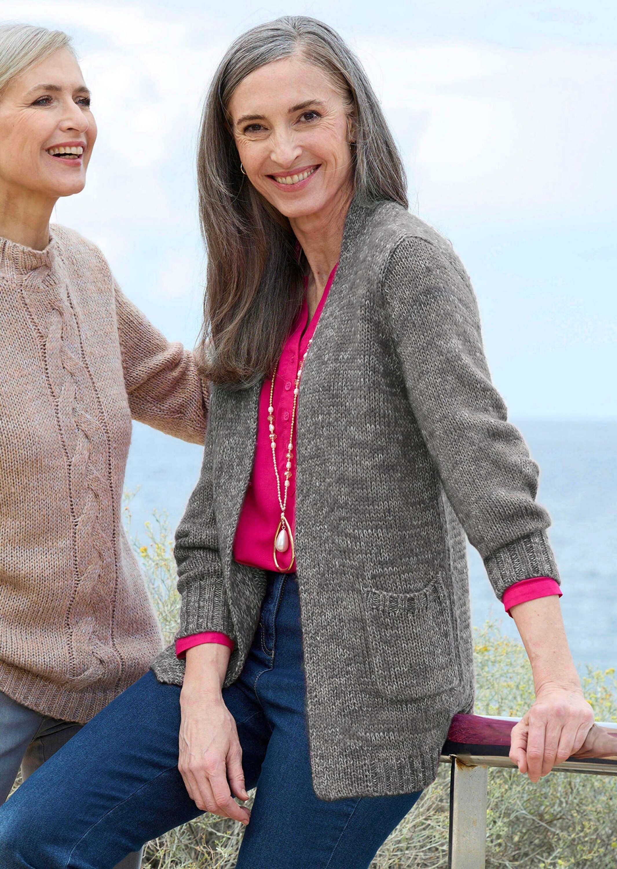 GOLDNER Strickjacke »Strickjacke mit aufgesetzten Taschen«