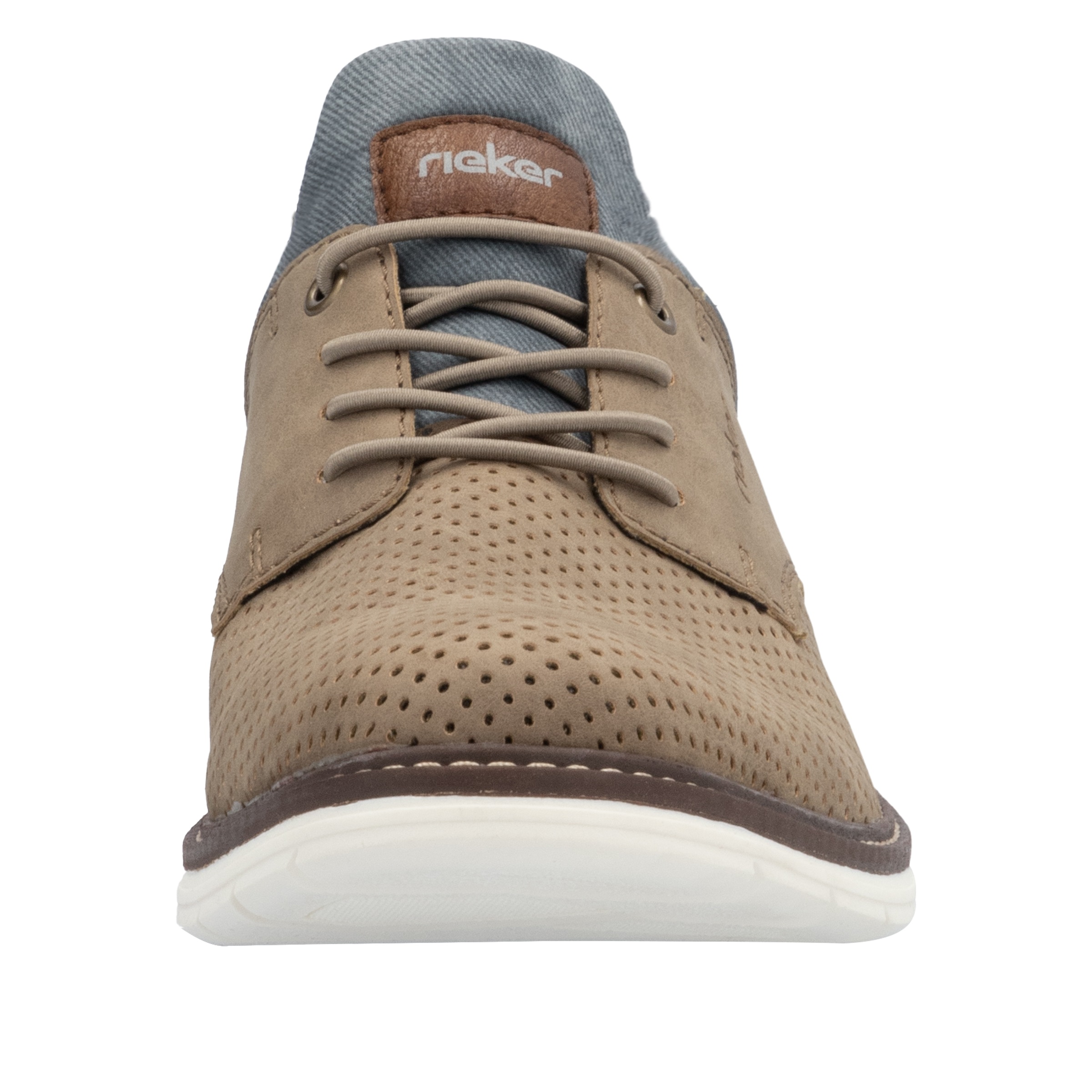 Slip-On Sneaker RIEKER, Herren, Gr. 44, taupe, cognac, jeansblau, Lederimitat, Textil, mehrfarbig, Schuhe, Schlupfschuh, Halbschuh, Freizeitschuh mit Prägung 3