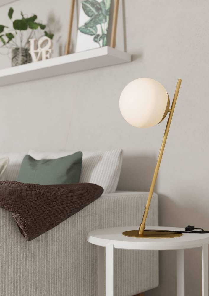 "EGLO Tischleuchte ""RONDO 4 Tischlampe, Stahl und Glas, E27, IP20, Wohnzimmerlampe, Lampe"", gold (messing, gebürstet weiß), 1, Ø 0cm H: 56,5cm, 1