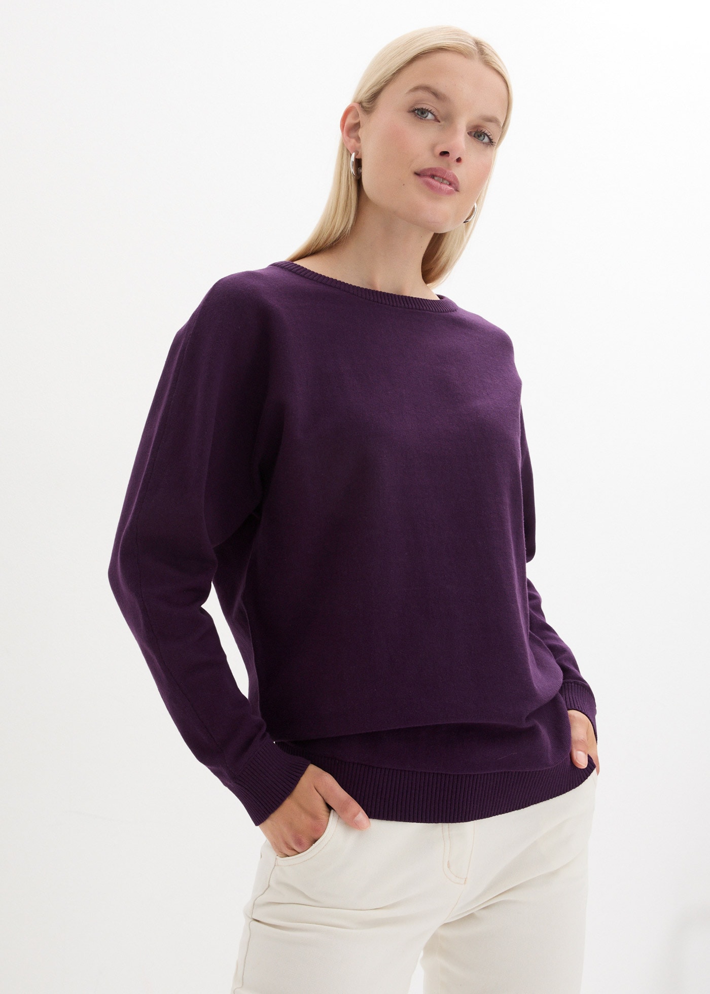bonprix Strickpullover "Pullover mit Fledermausärmeln" Pullover mit Flederm günstig online kaufen