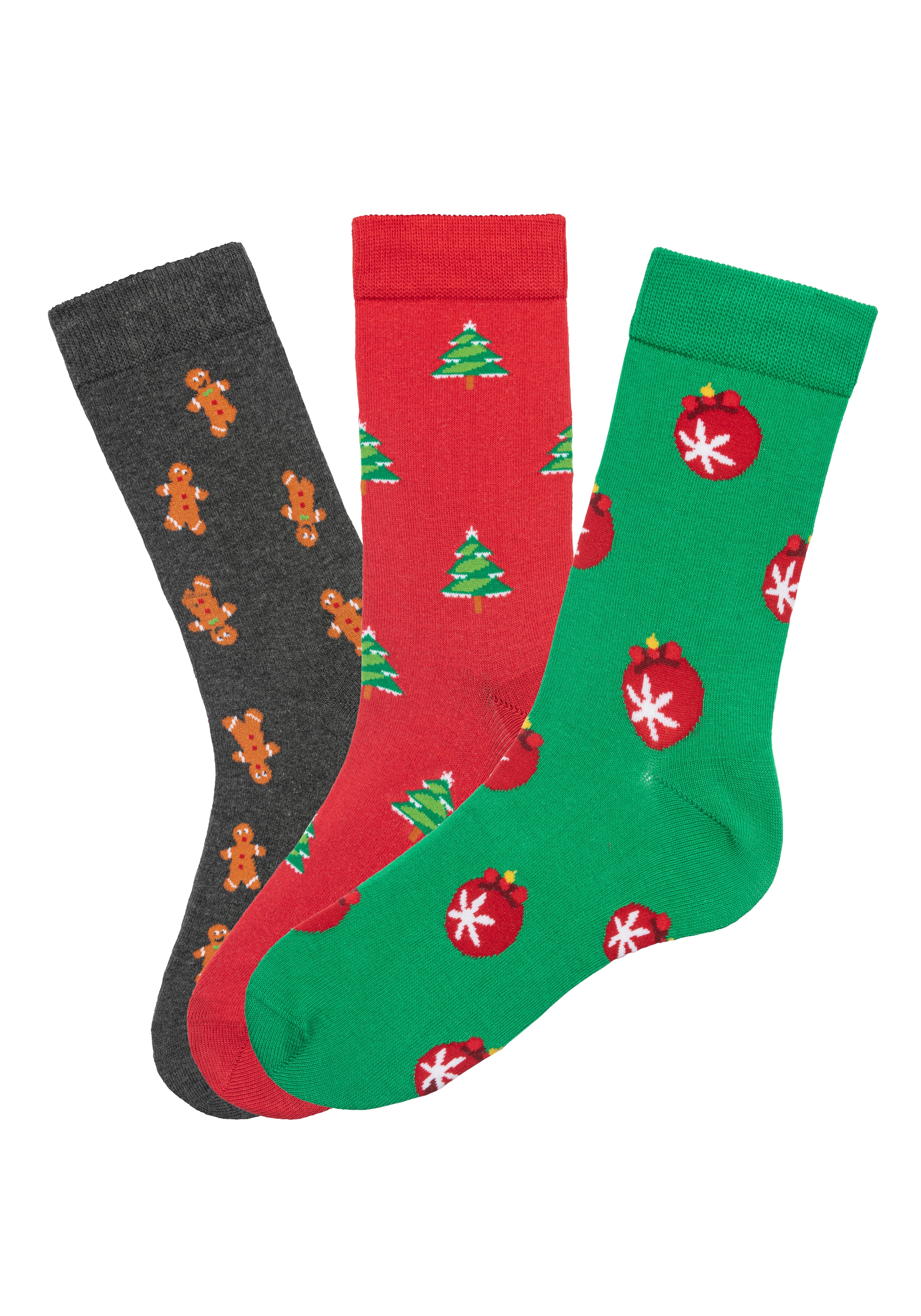 John Devin Socken, (Packung, 3 Paar), mit unterschiedlichen Weihnachtsmotiv günstig online kaufen