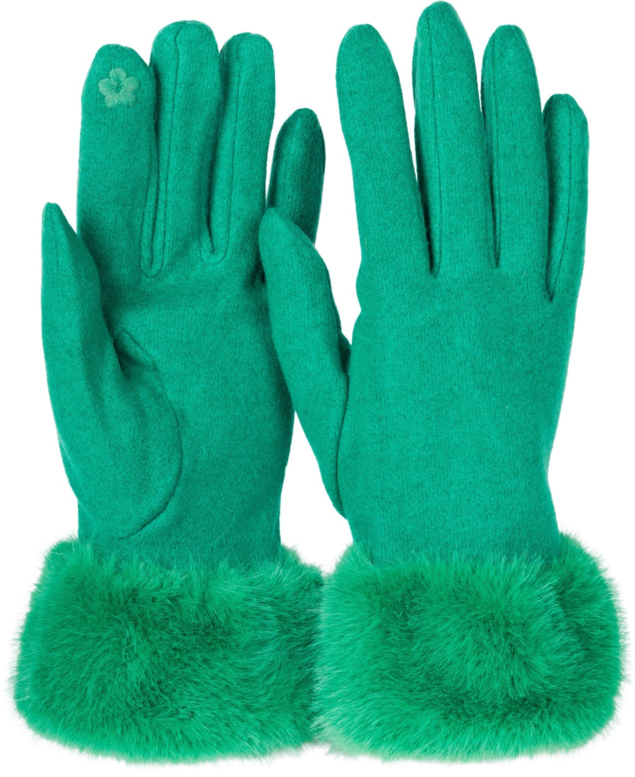 styleBREAKER Fleecehandschuhe "Unifarbene Touchscreen Handschuhe mit Kunstfell" 2 Stk.