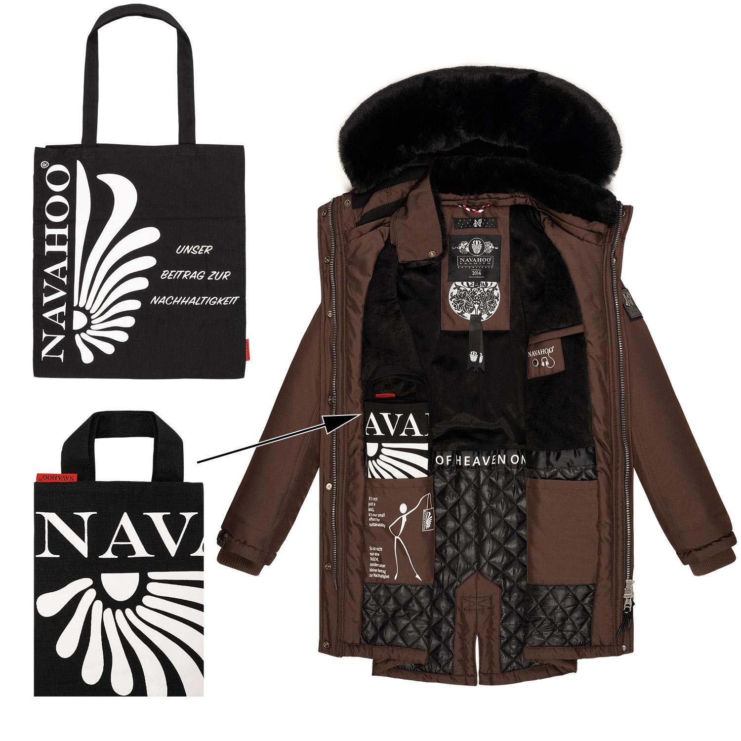 Navahoo Wintermantel »Tiniis«, Parka mit abnehmbarer Kapuze und extra Einkaufstasche