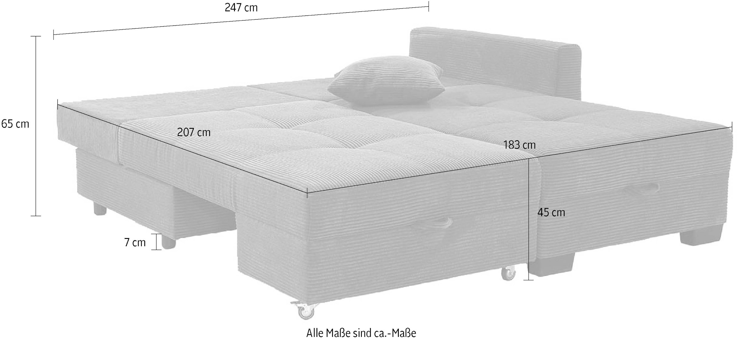 Jockenhöfer Gruppe Ecksofa »Fantasy, Dreh-Schwenk-Ottomane«, inklusive Relax- und Schlaffunktion, Ottomane links/ rechts montierbar