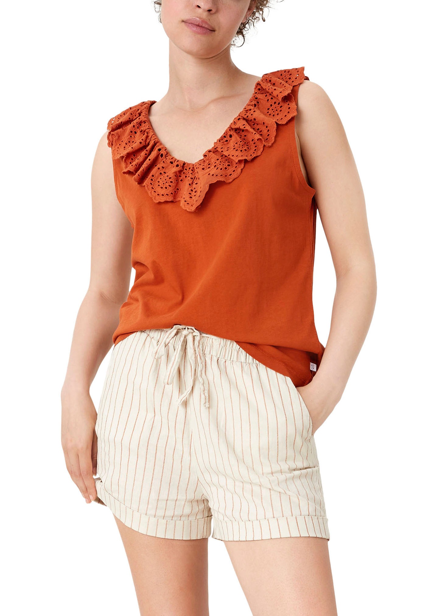 Q/S by s.Oliver Tanktop mit Spitzenblende
