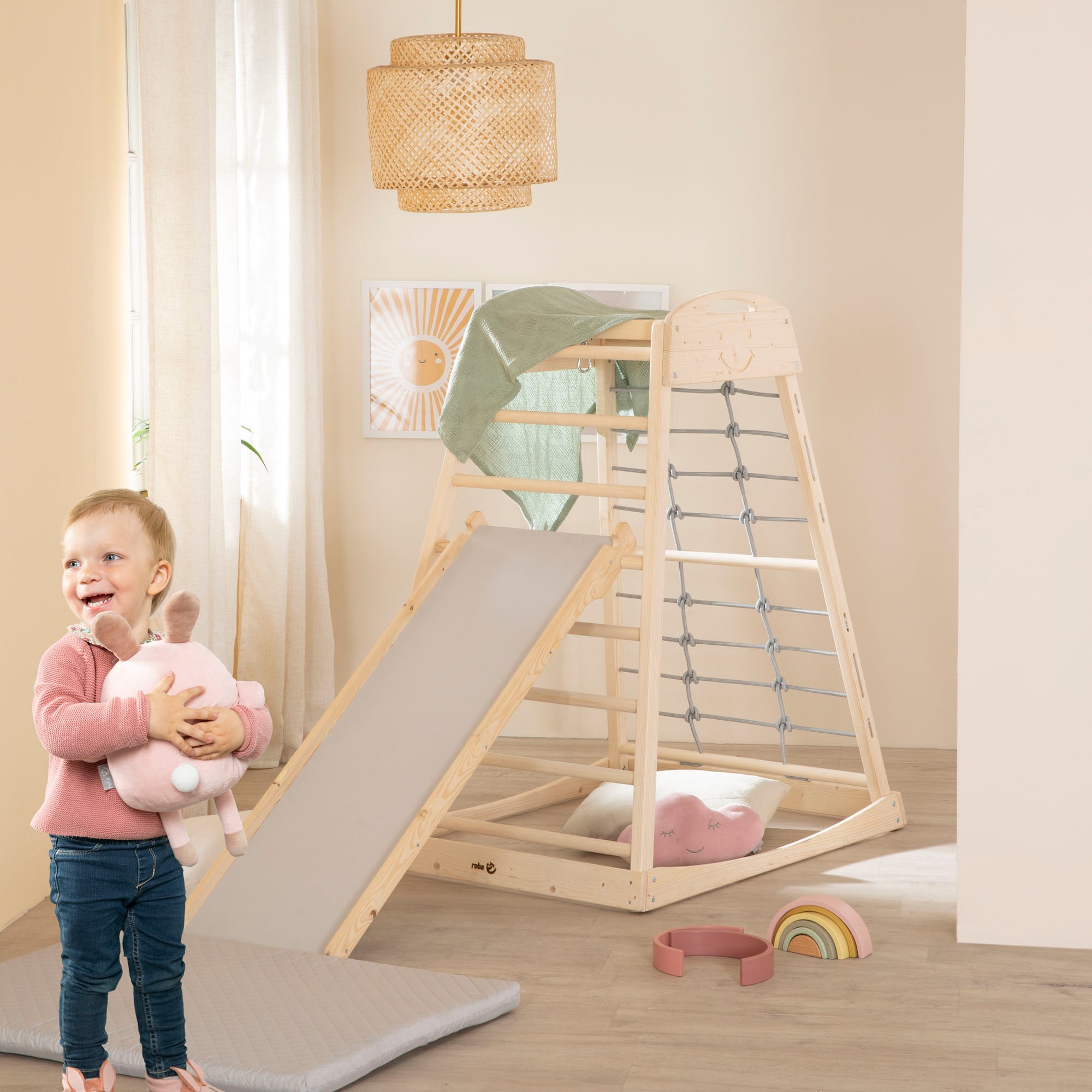 roba® Klettergerüst »Montessori Indoor Spielturm«, Belastbar bis 70 kg