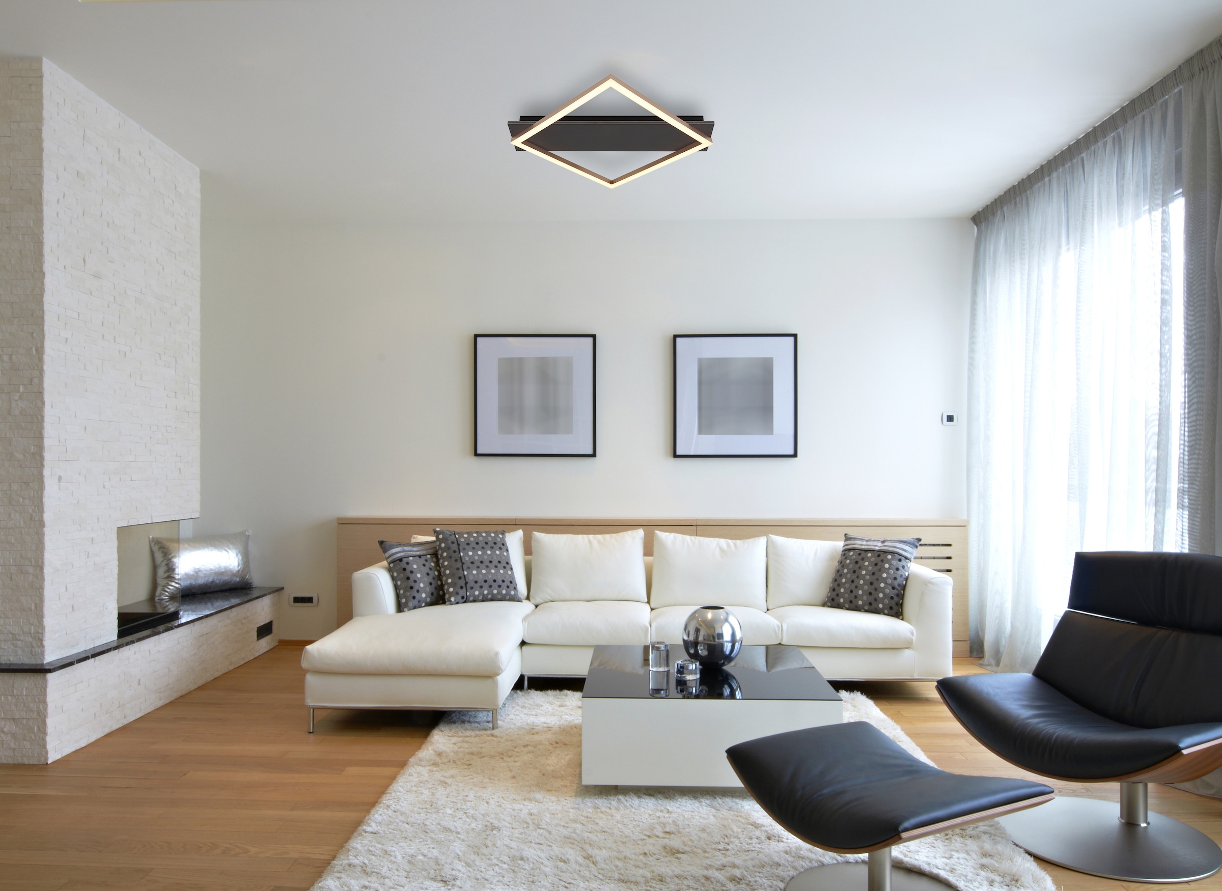 GLOBO LIGHTING LED Deckenleuchte »BEATRIX I«, Leuchtmittel LED-Modul | LED fest integriert, Deckenlampe/grau/champagnerfarben/3000K/Quadrat