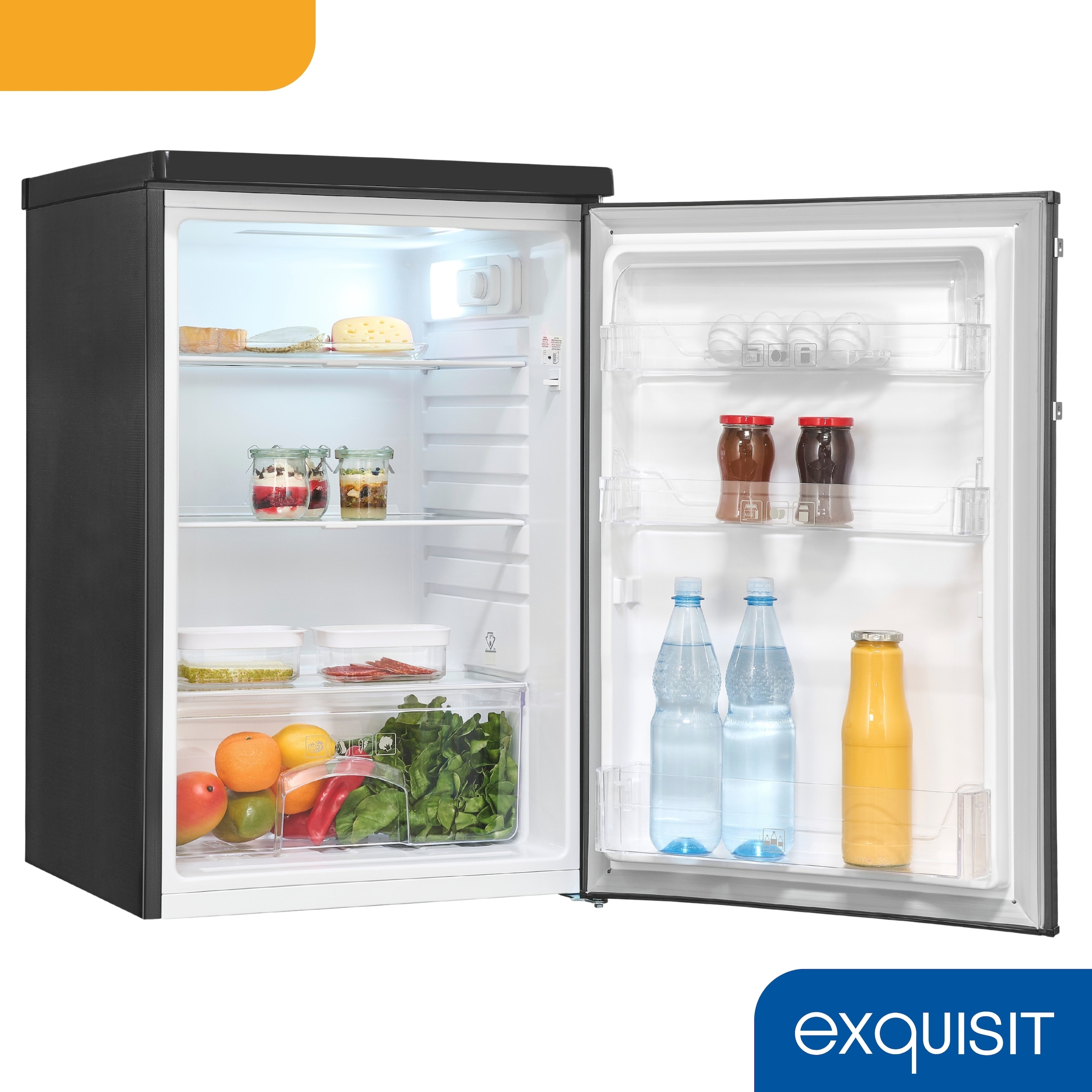 exquisit Kühlschrank KS16-V-H-040E inoxlook-az »KS16-V-H-040E inoxlook-az« 85,5 cm hoch 55 cm breit