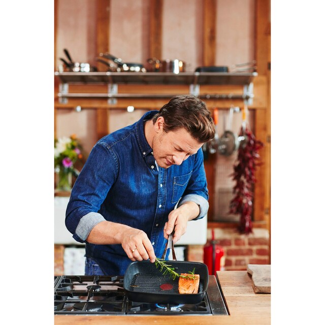Tefal Grillpfanne »Jamie Oliver by Tefal E24541 Cooks Classic«,  Aluminiumguss, (1 tlg.), Thermo-Signal, für alle Herdarten inkl. Induktion,  23x27 cm bestellen | BAUR