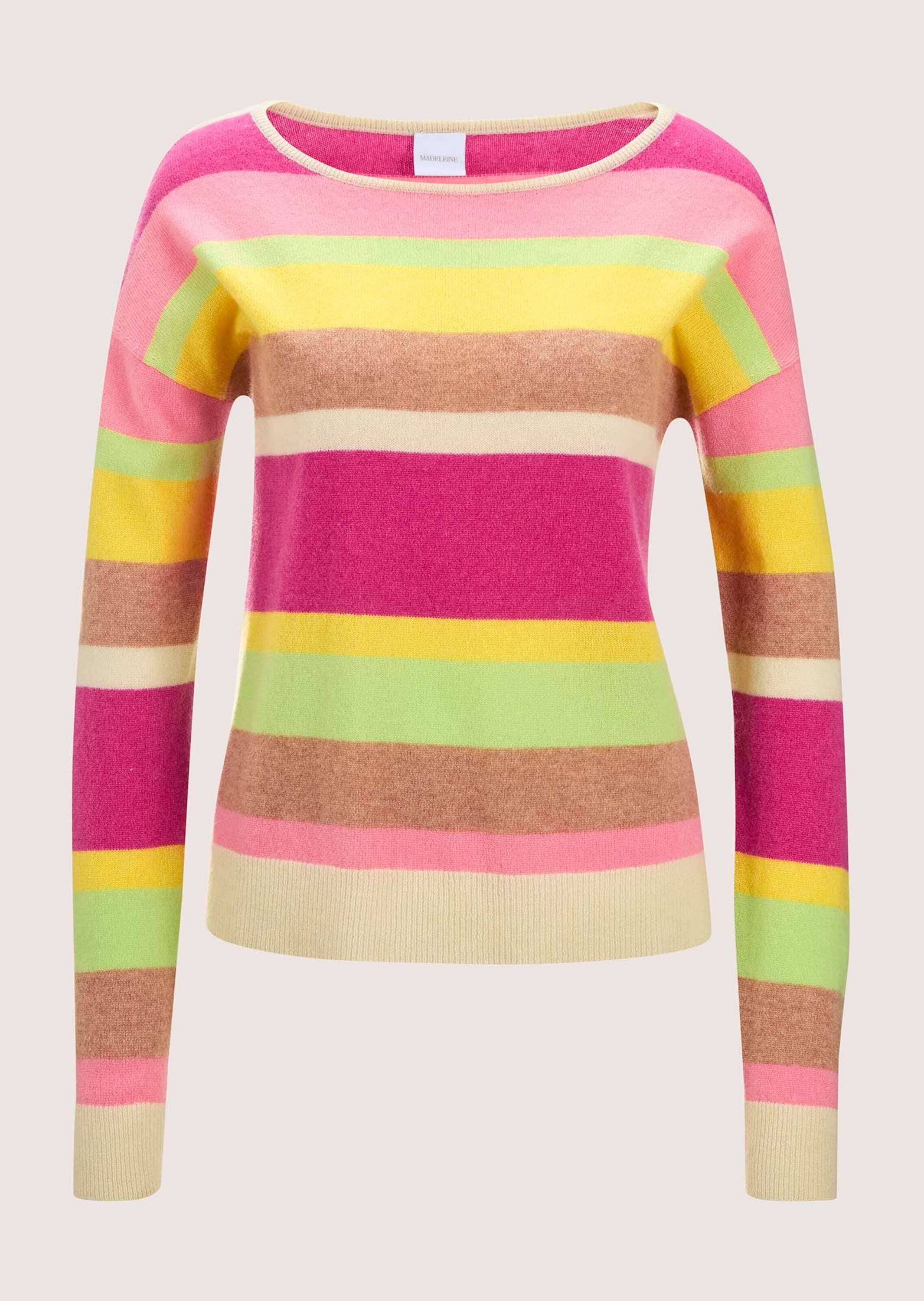 MADELEINE Longpullover "Pullover Streifenpullover aus Kaschmir, Langarm"