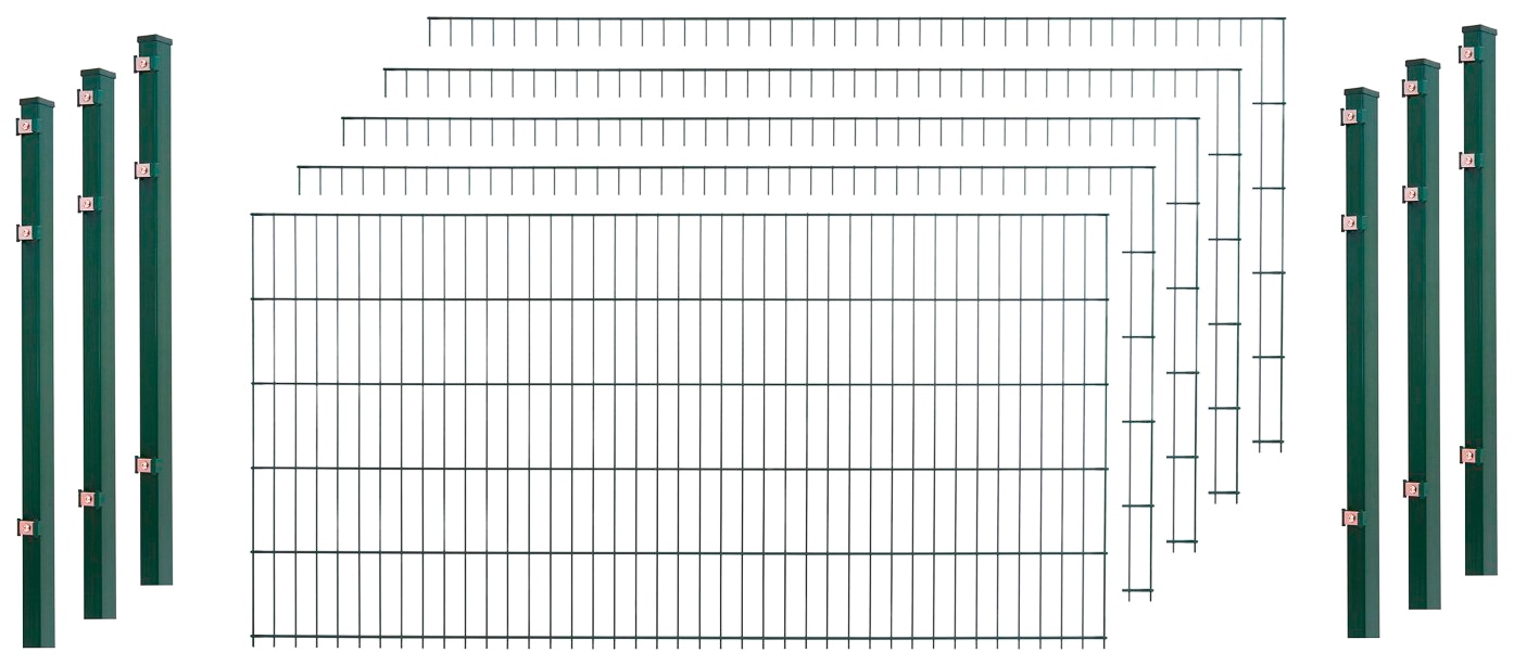 Doppelstabmattenzaun-Set Grün 10 Stück je 103 cm x 200 cm günstig online kaufen