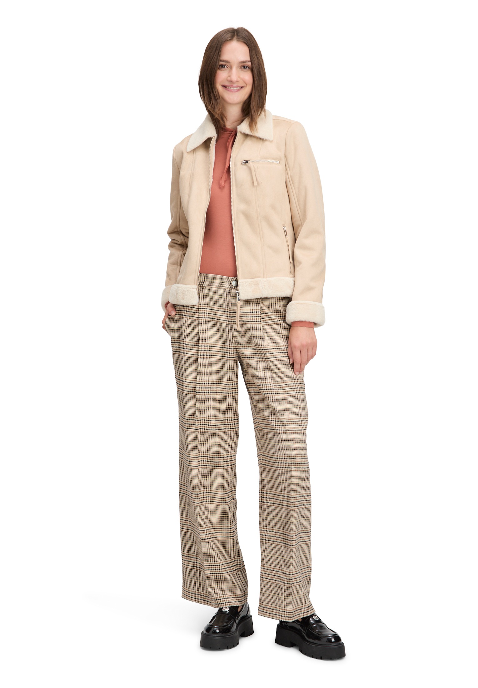 Cartoon Jackenblazer »Damen Bikerjacke mit Kunstfellkragen«