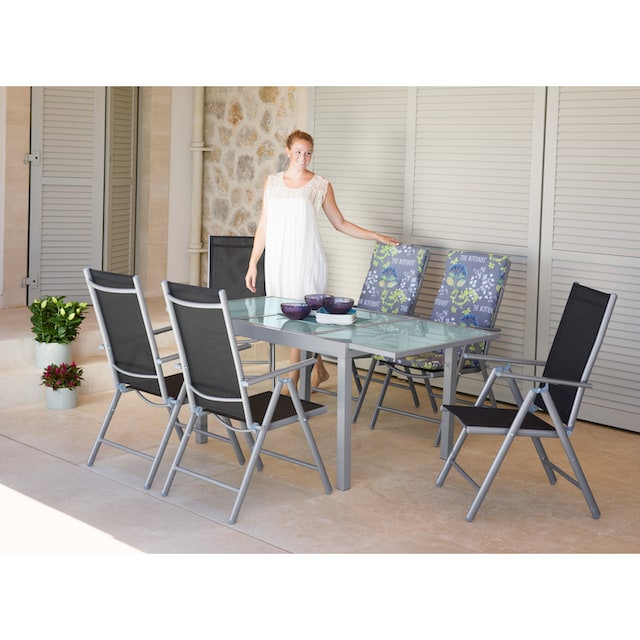 MERXX Garten-Essgruppe »Lima«, (Set, 7 tlg.), inkl. 6 Sesseln und  ausziehbarem Tisch (120 - 180 cm) | BAUR