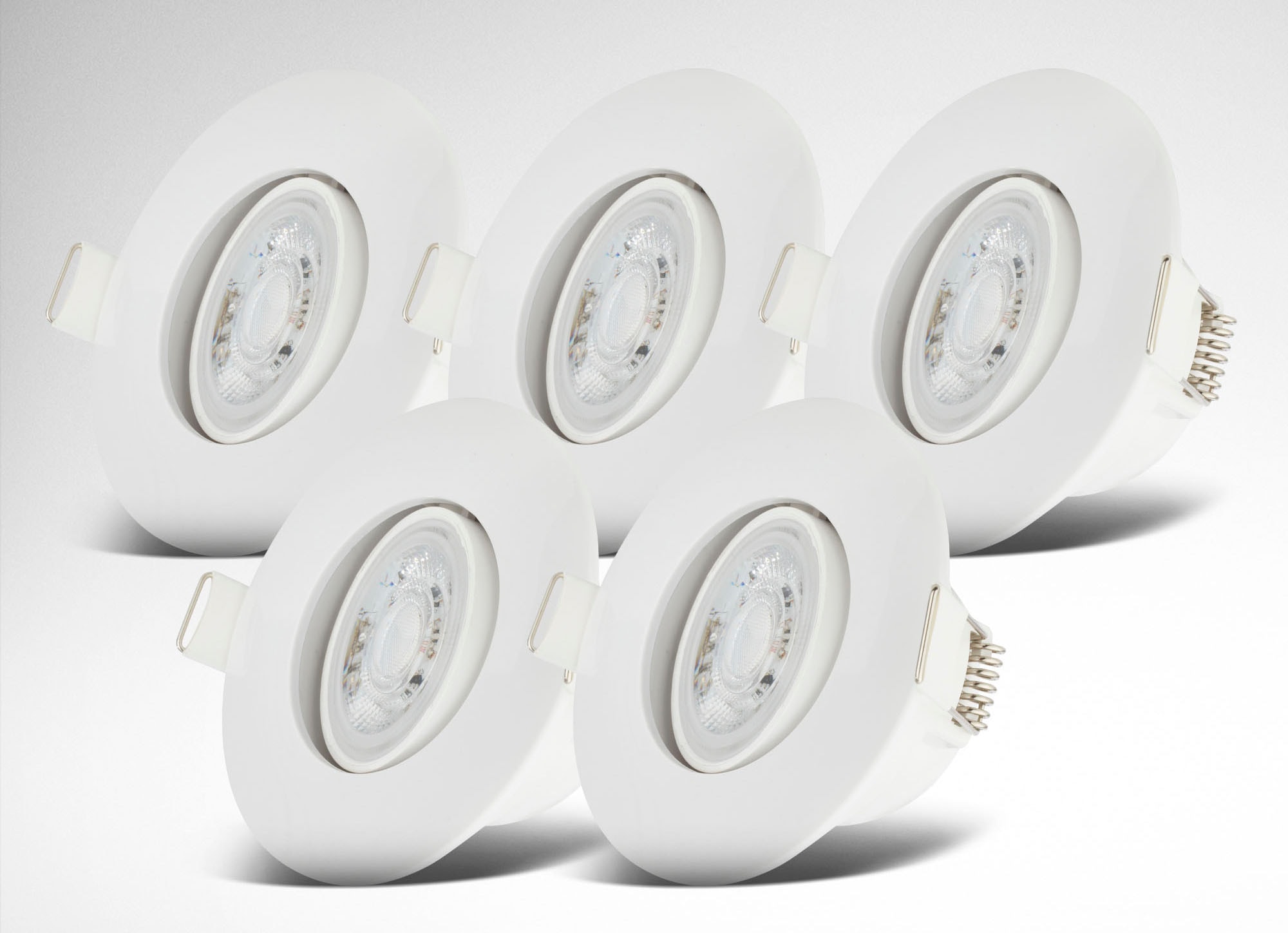 B.K.Licht LED Einbauleuchte »BK_EL1573 LED Einbauleuchten IP65 5er-Set Kunststoff Weiß«,  4,9W 480lm 3.000K