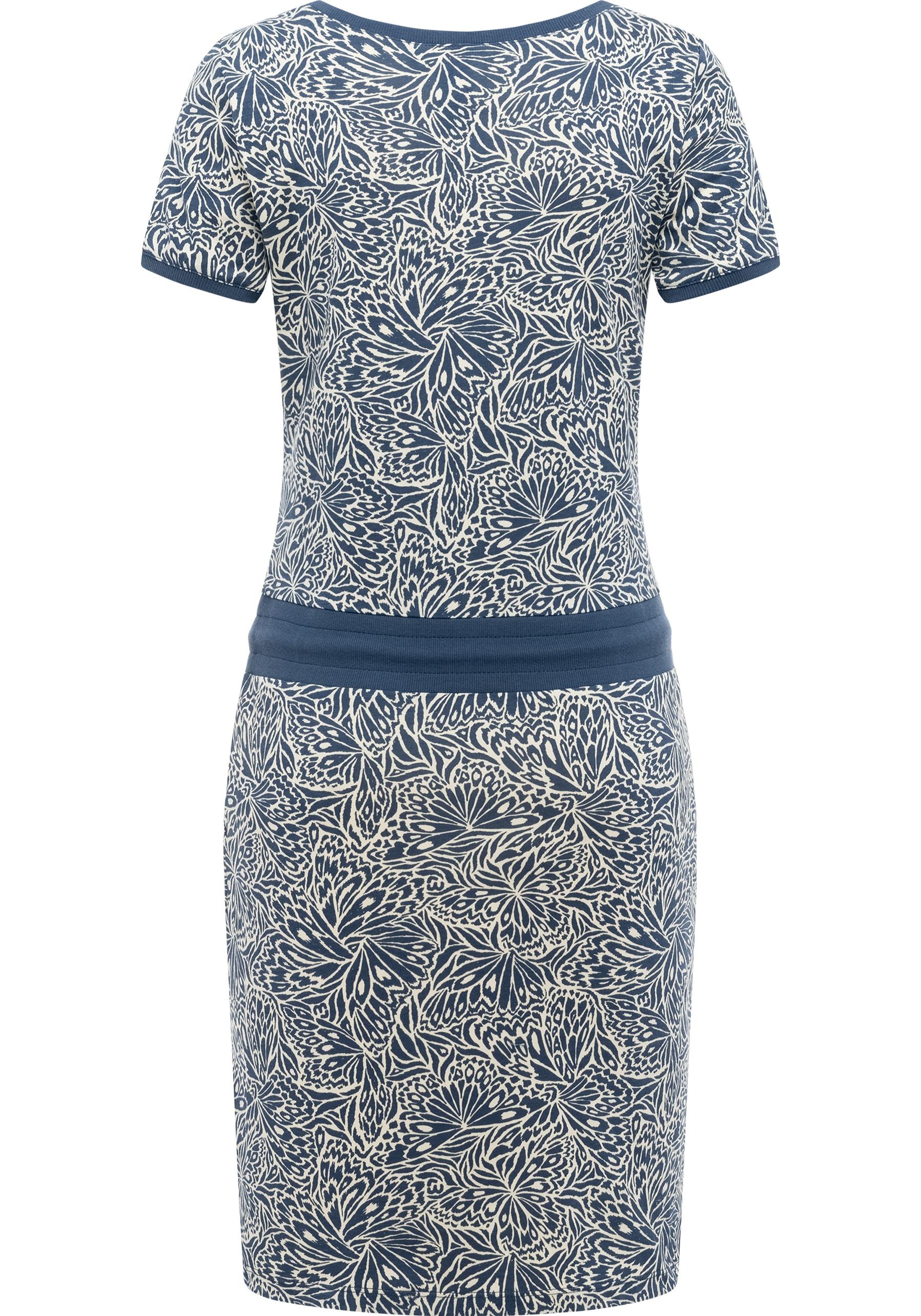 Minikleid RAGWEAR "Baomi Zoo YOUMODO", Damen, Gr. L (40), Normalgrößen, dunkelblau, Material: 100% Baumwolle, tailliert ca. Mitte Oberschenkel, Rundhals, Ärmel ohne Ärmelschlitz Bündchen, Kleider Minikleid, Gemustertes Damen Sommerkleid 2