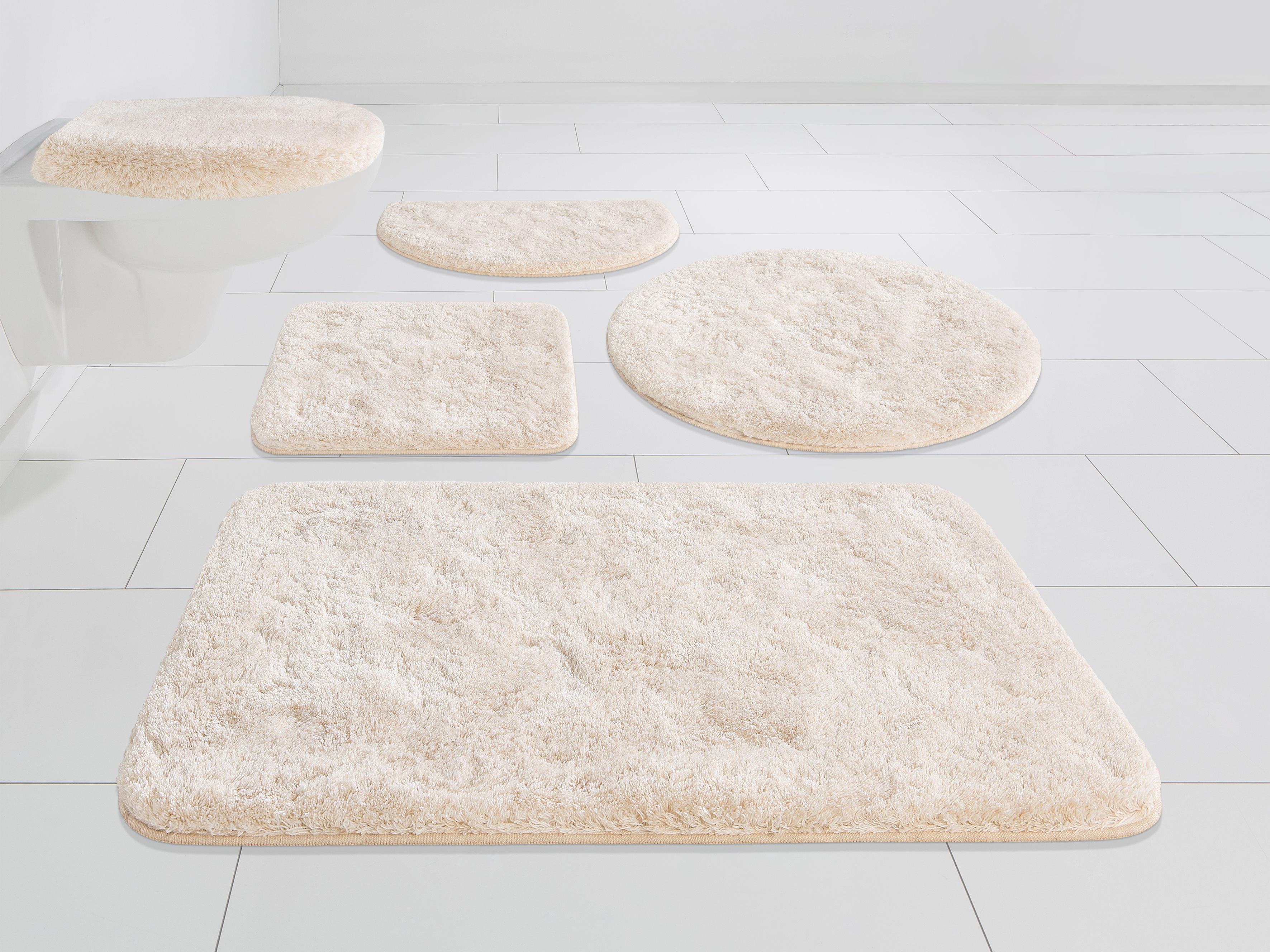 Badematte GRUND, H:27mm, beige, Kunstfaser, Badematten, "Melos, Badvorleger, Badezimmer Teppich, sehr weich", melierte Optik, sehr weicher Flor,