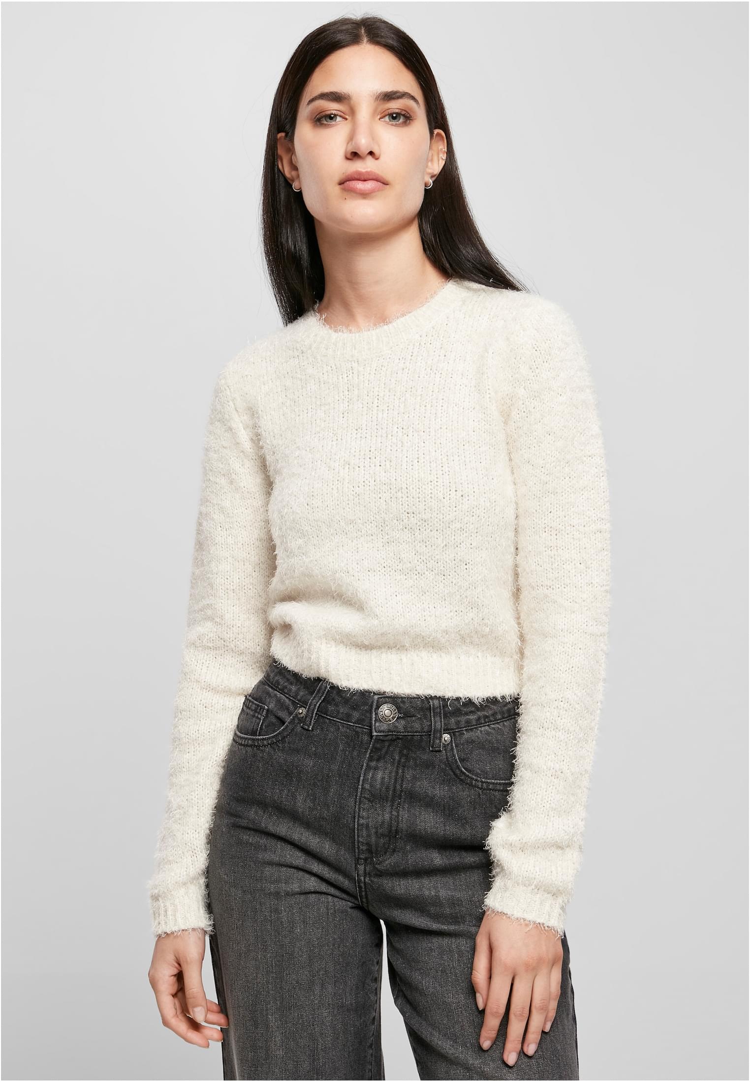 URBAN CLASSICS Sweatshirt »Damen Ladies Cropped Feather Sweater«, (1 tlg.)  für kaufen | BAUR