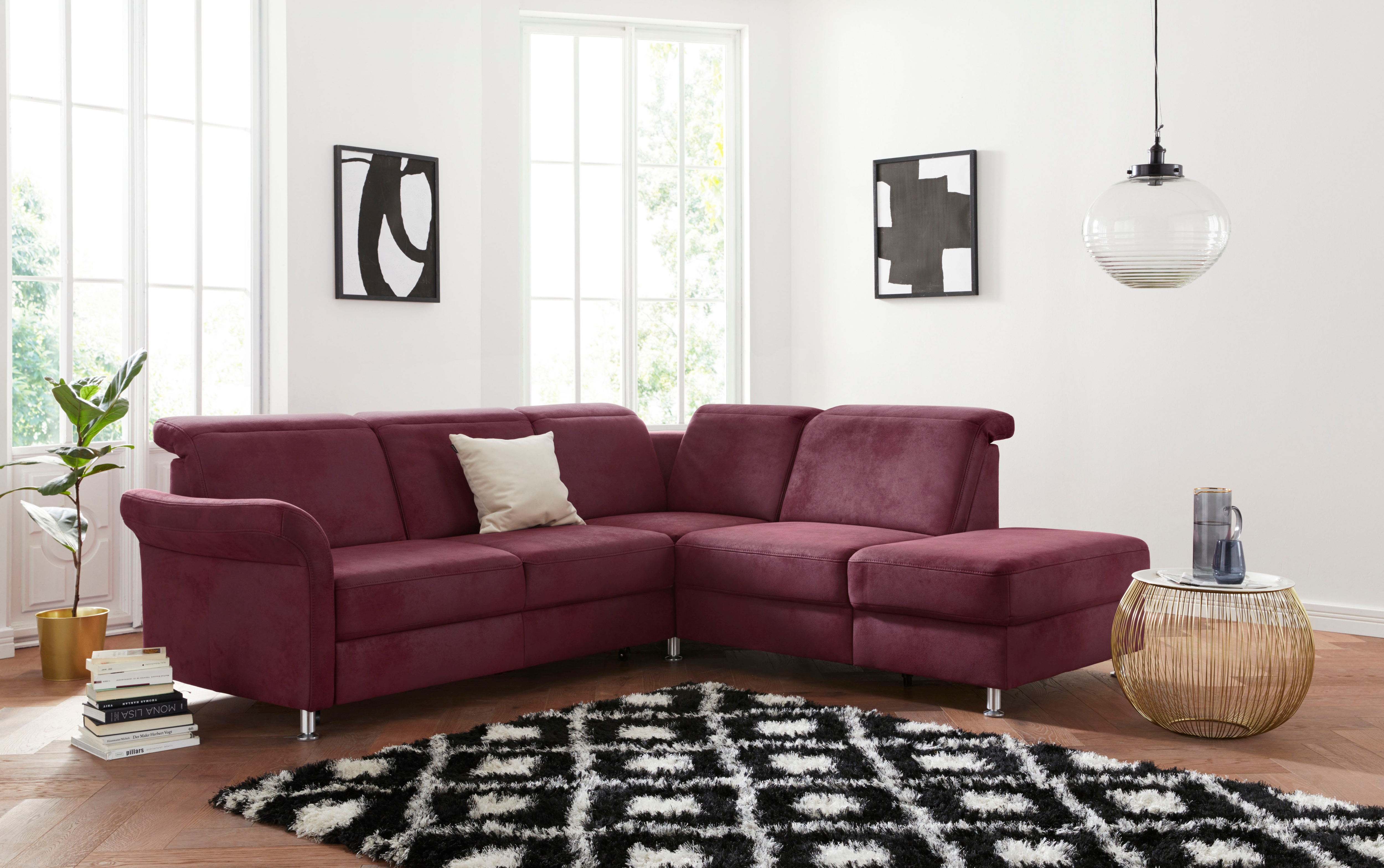 sit&more Ecksofa "Darwin L-Form" inklusive Federkern, wahlweise mit Kopfteilverstellung, Schlaffunktion