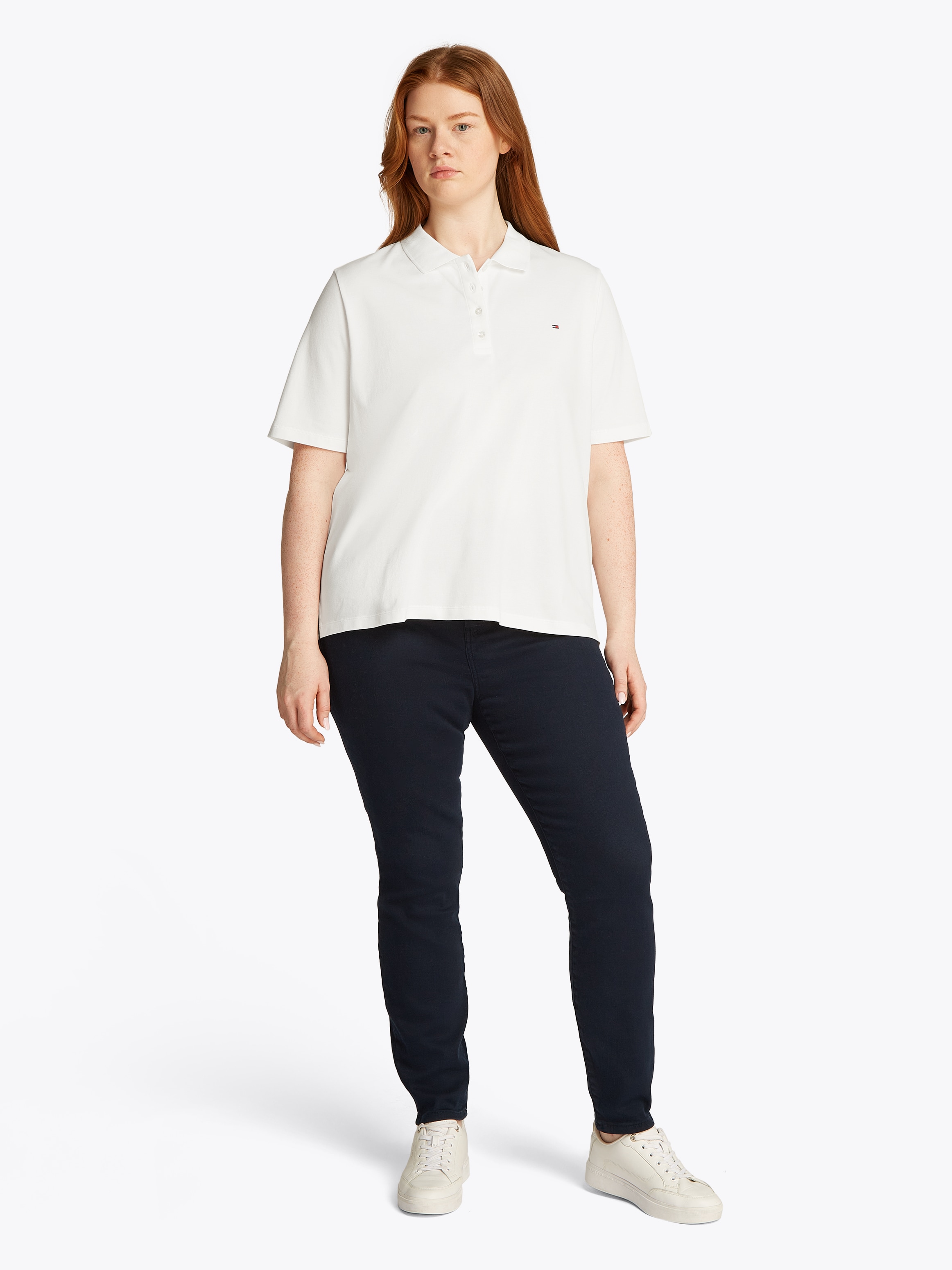 Tommy Hilfiger Curve Poloshirt »CRV 1985 REG PIQUE POLO SS« in großen Größen, aus Pique Qualität