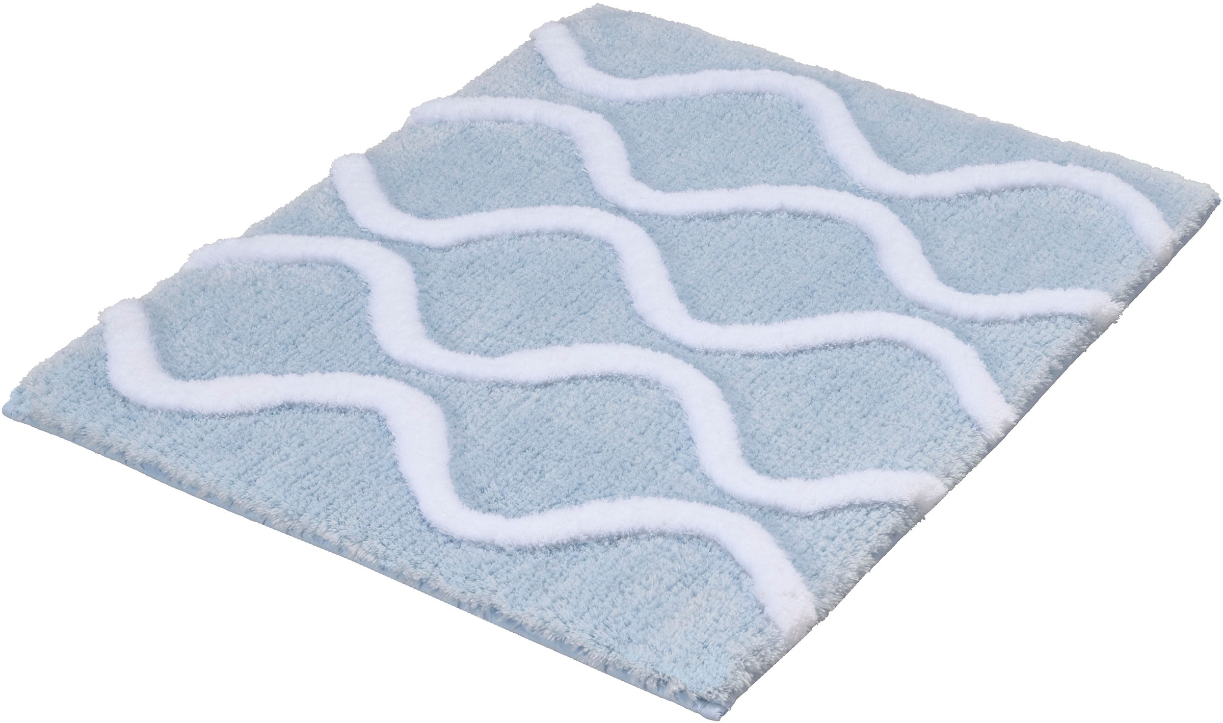 Kleine Wolke Badematte "Piana, Badvorleger, Badezimmer Teppich" Höhe 23 mm rutschhemmend beschichtet fußbodenheizungsgeeignet Badteppich, modernes Wellen 3D-Design